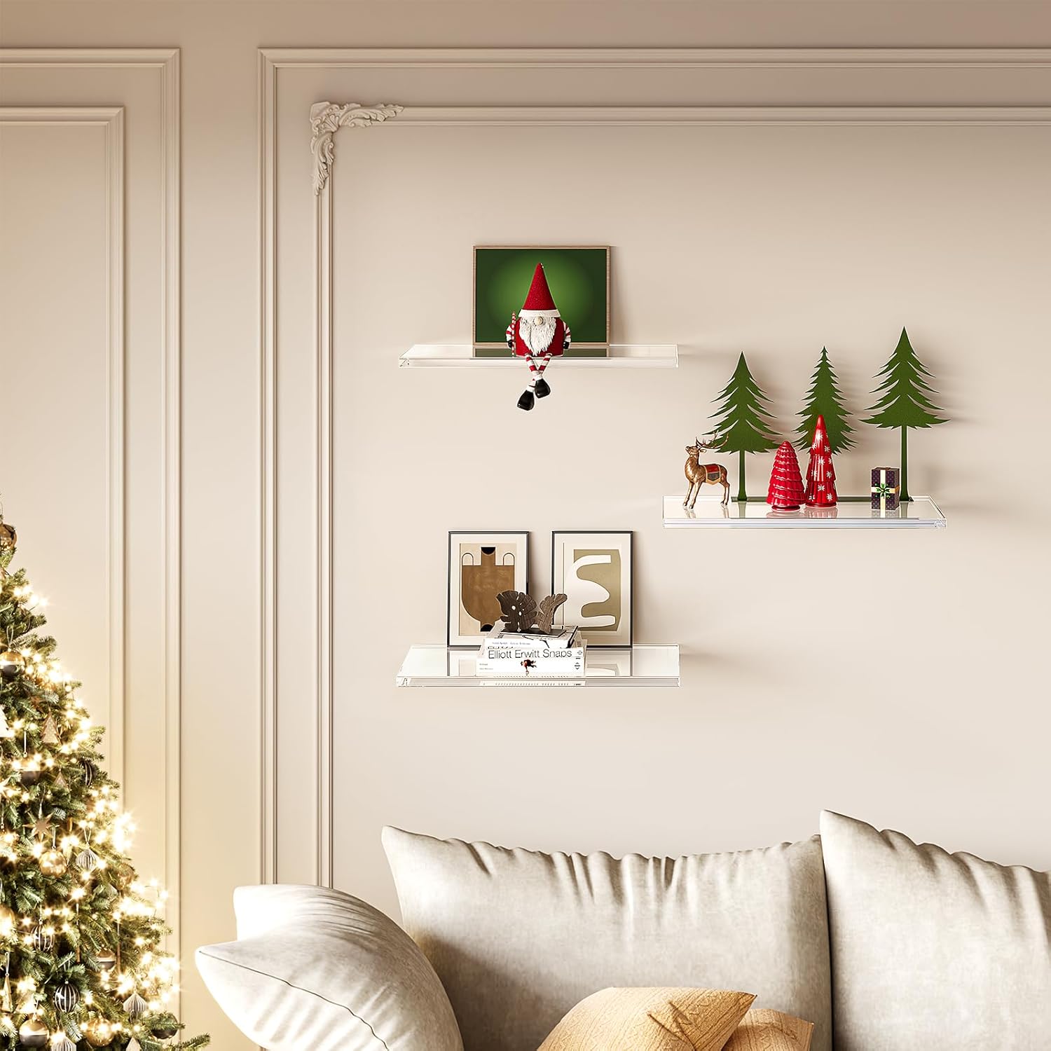 Clear Acrylic Floating Shelves for Wall Mounting