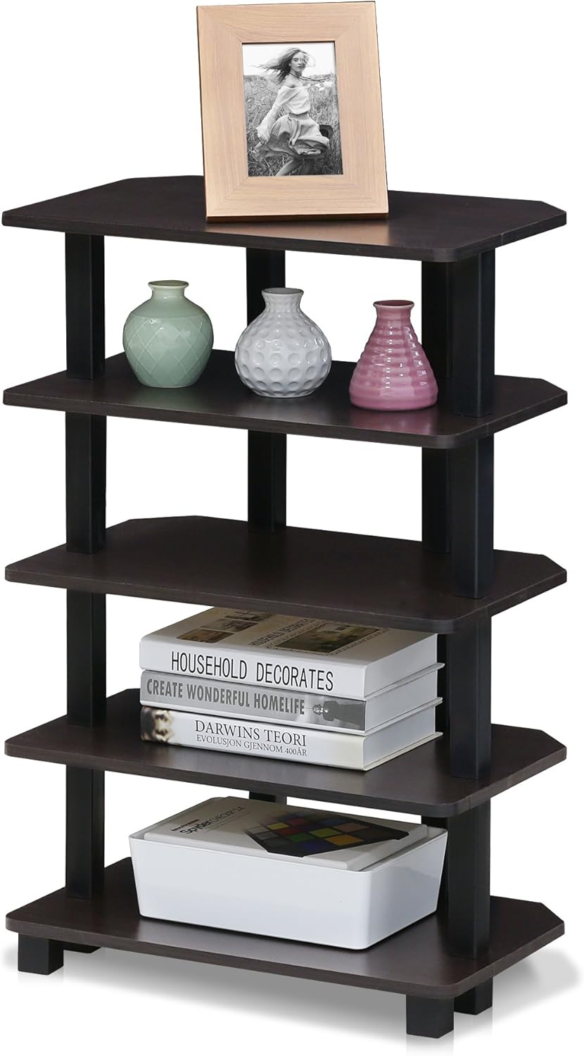 Furinno Turn-N-Tube 5-Tier Corner Shelf Espresso Black