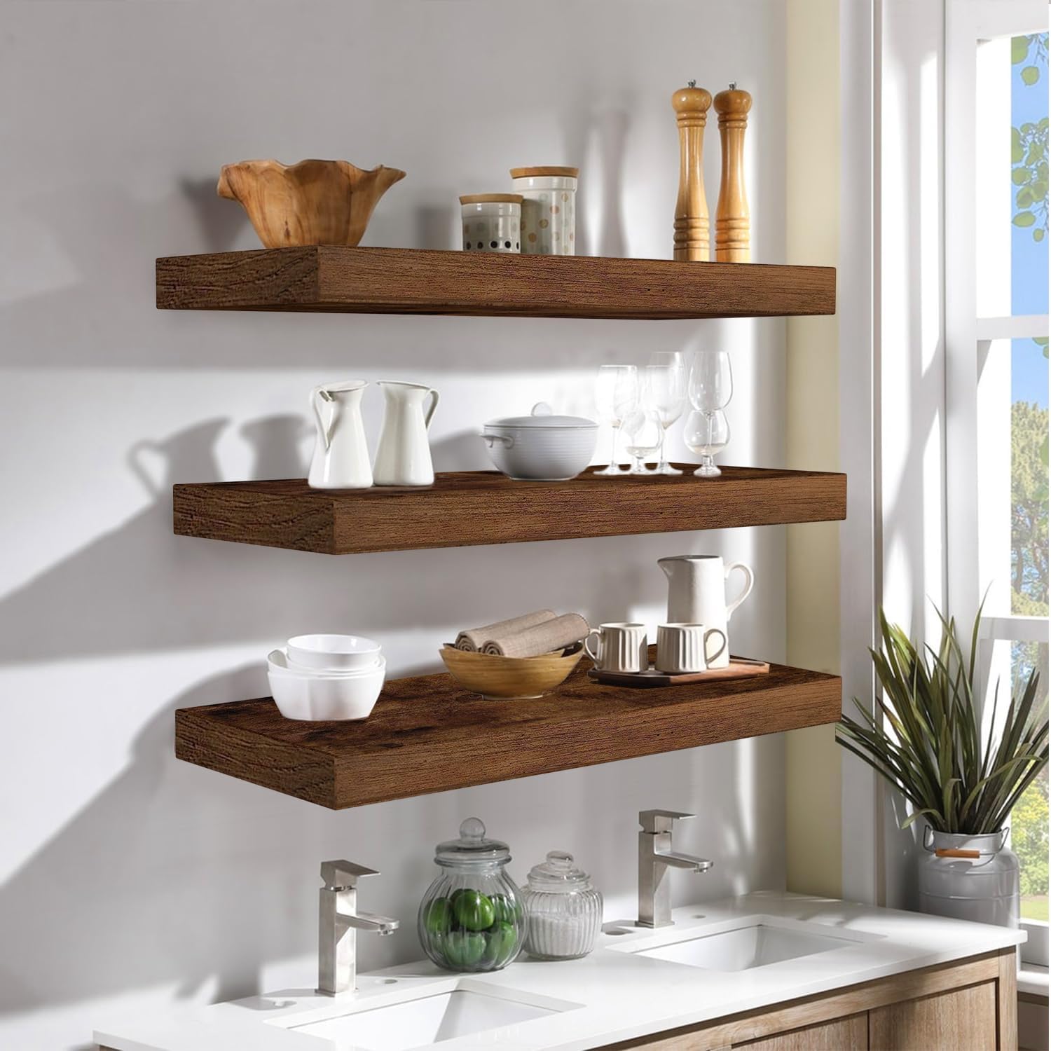 AT-VALY Floating Shelves Set of 3 Wall Decor 156 Inch