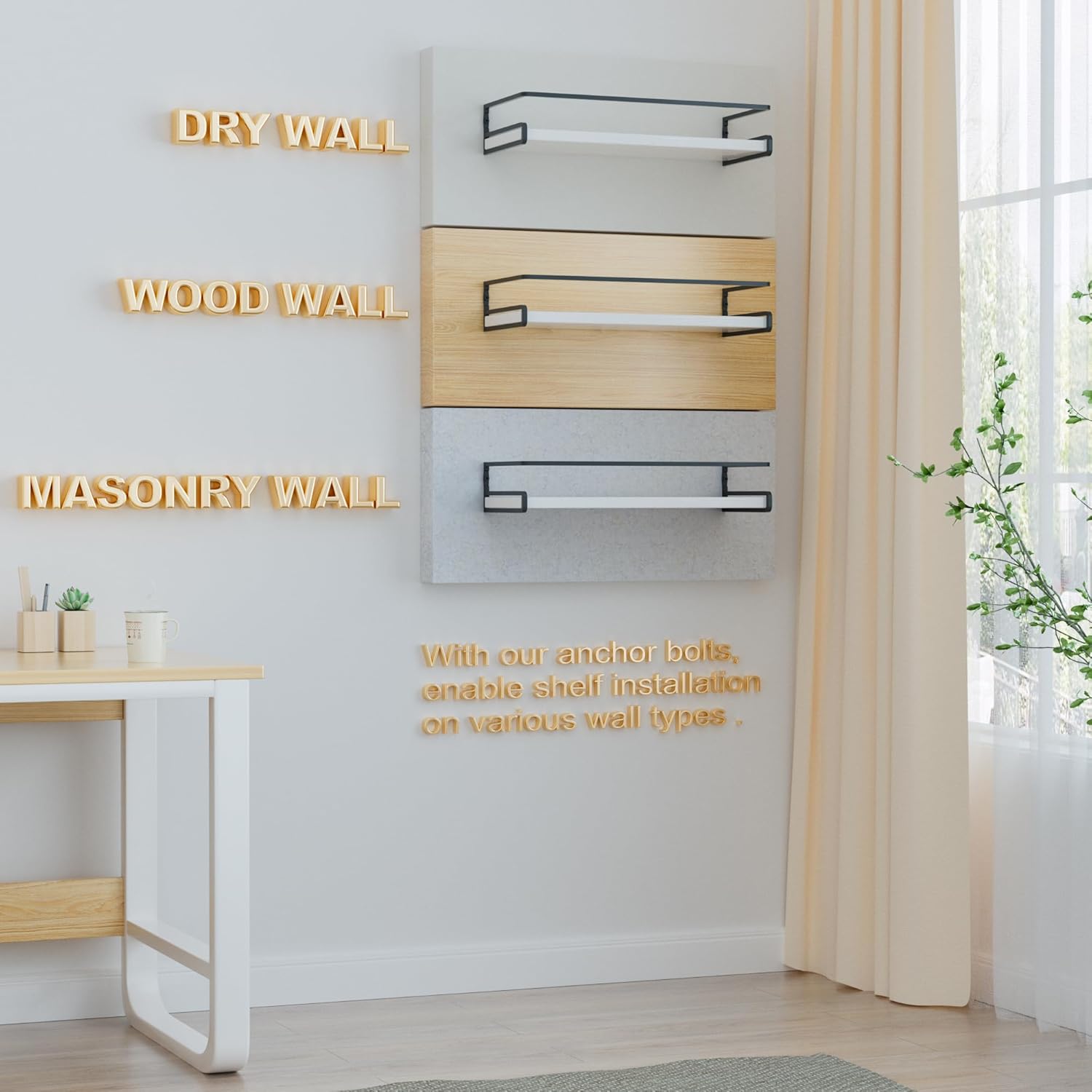 CeleVista 4 Pack Floating Shelves with Towel Bar 16 Inch