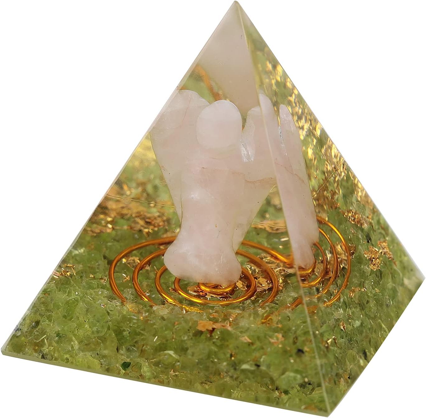 Rockcloud Guardian Angel Orgone Pyramid with Peridot Crystal