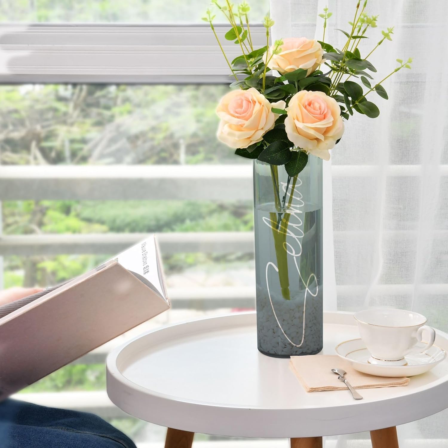 Custom Grey Gradient Vase for Centerpieces
