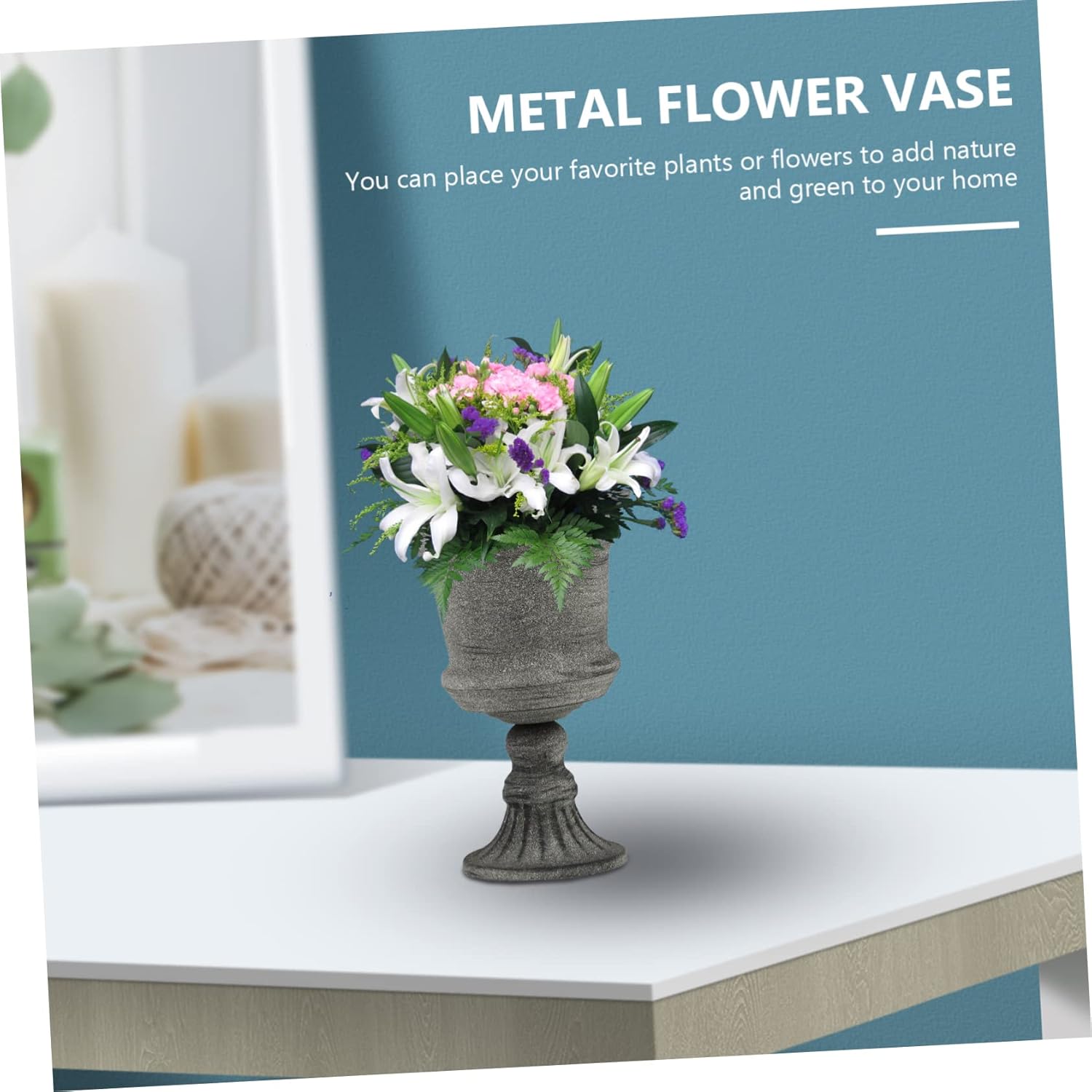 VICASKY Vintage Metal Flower Vase for Wedding Home Office Garden Decor