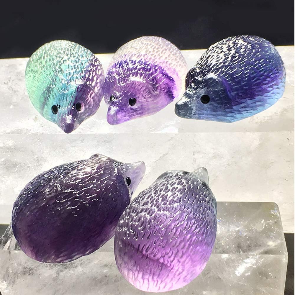 Wixine Natural Quartz Crystal Skull with Rainbow Fluorite Hedgehog