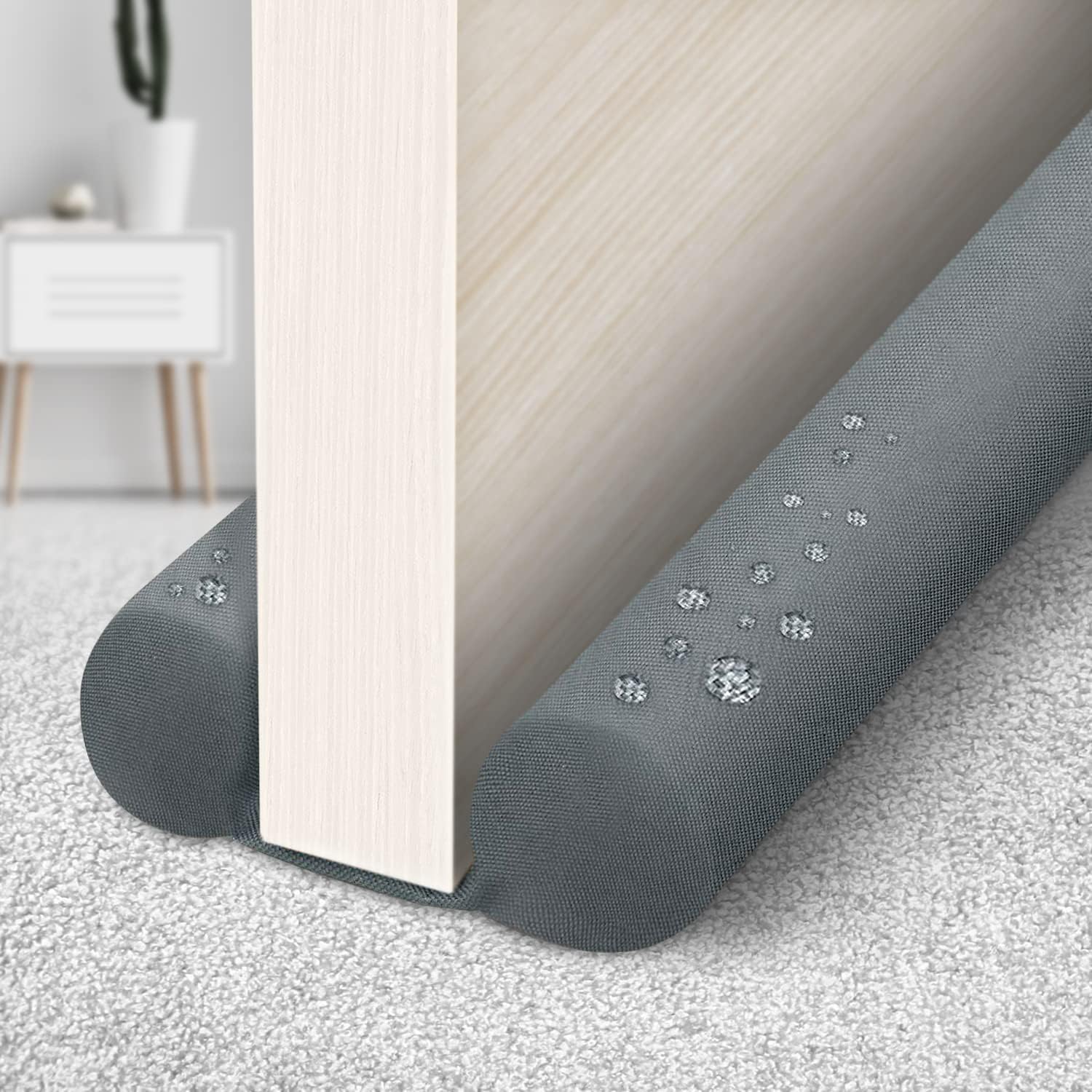 WEXHUG Waterproof Twin Door Draft Stopper Adjustable Size 30 to 36 Gray