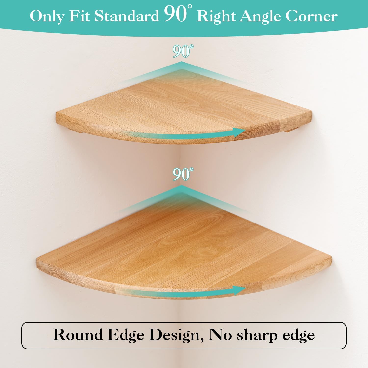Natural Oak Corner Shelf 14 Inches Floating Display Shelf