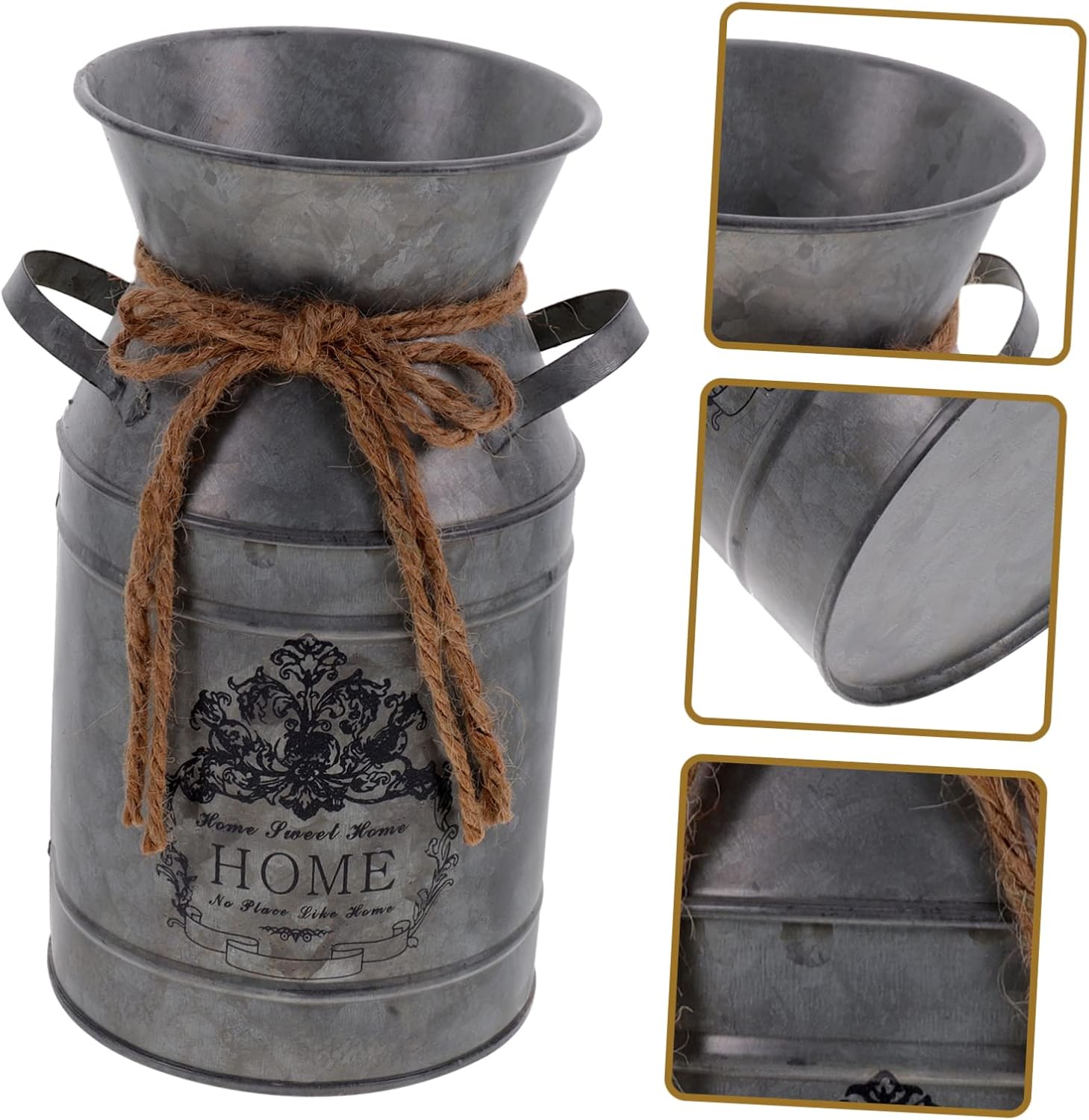 Rustic Iron Flower Bucket for Home Decor
