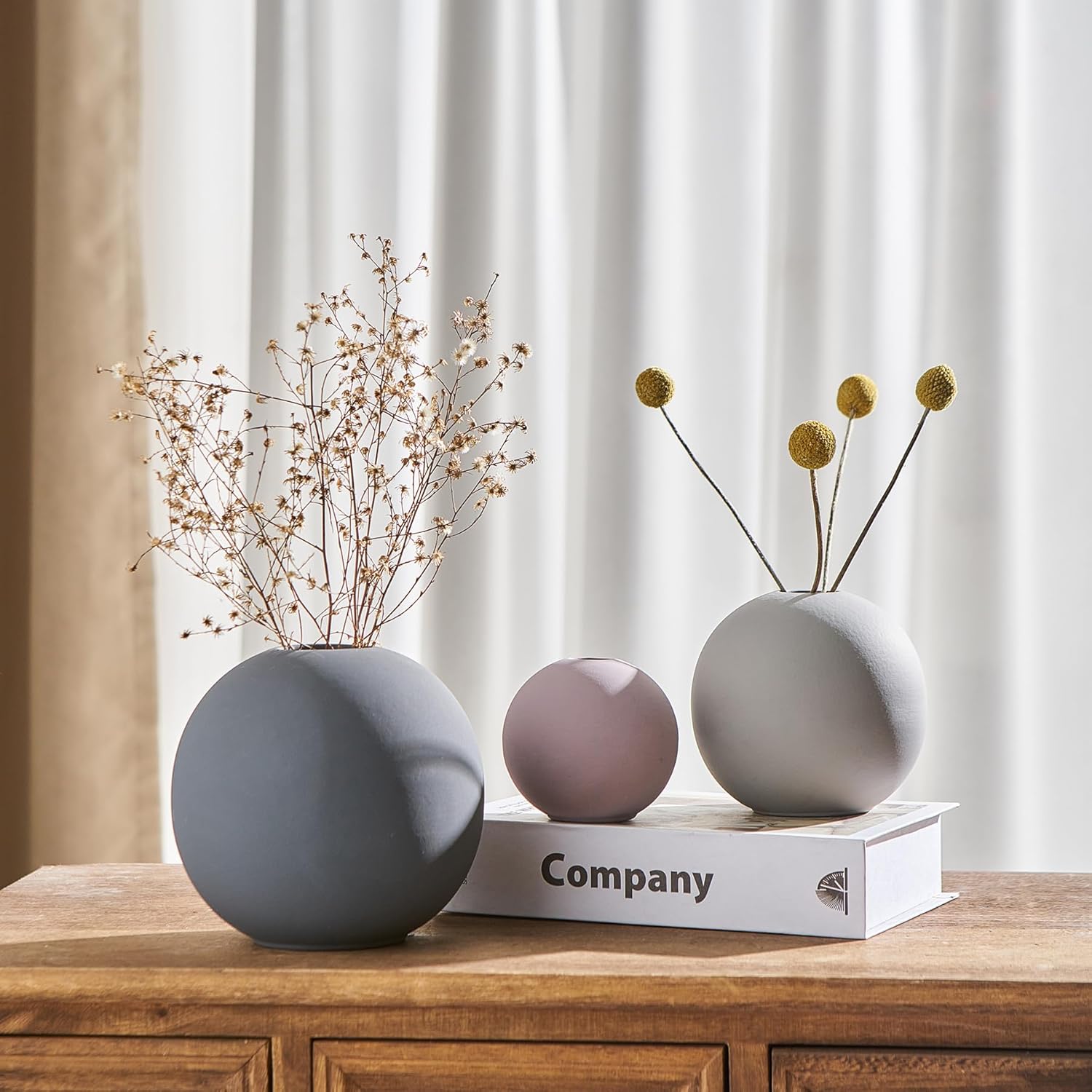 Ceramic Vase Set of 3 Multicolor Rustic Farmhouse Decor