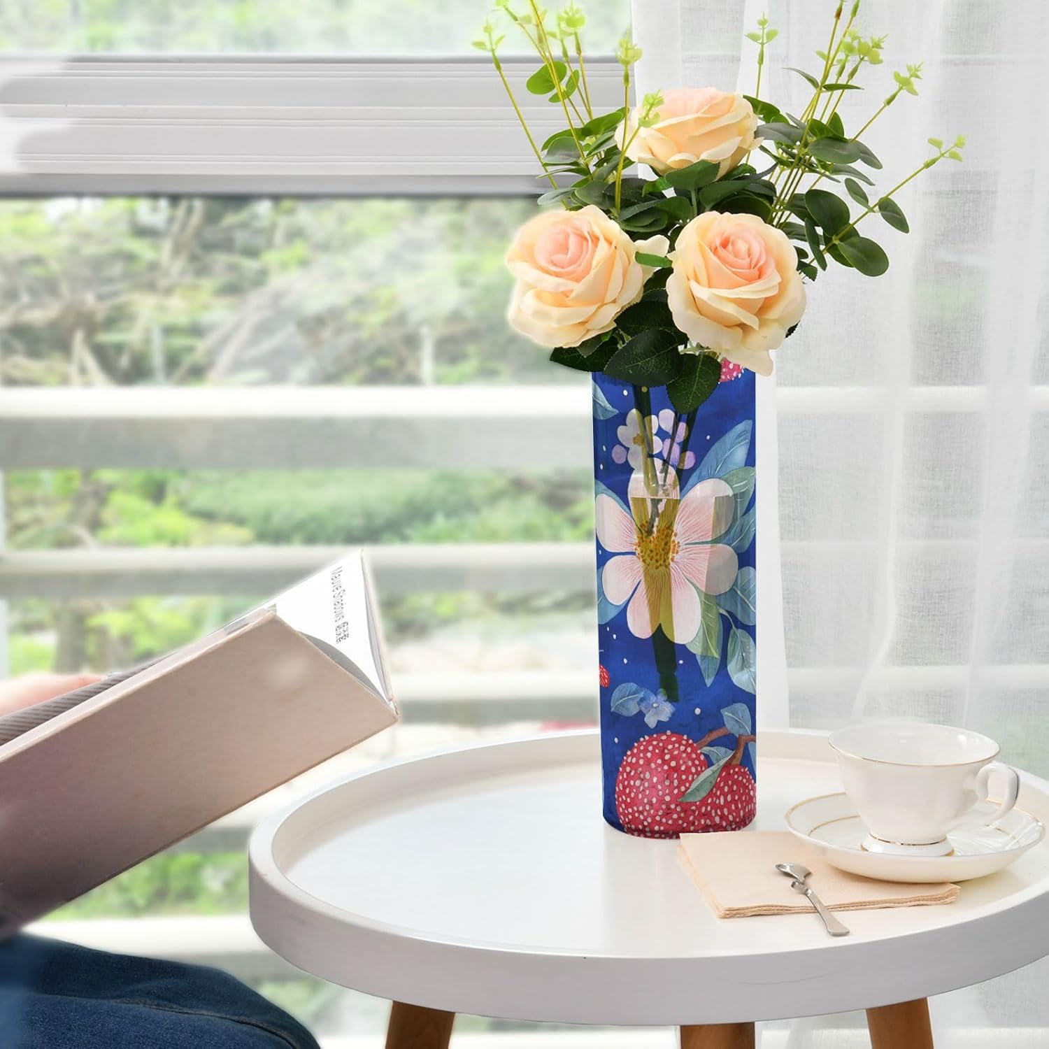 Cute Lychee Royal Blue Plastic Flower Vase 118 x 39 Inch