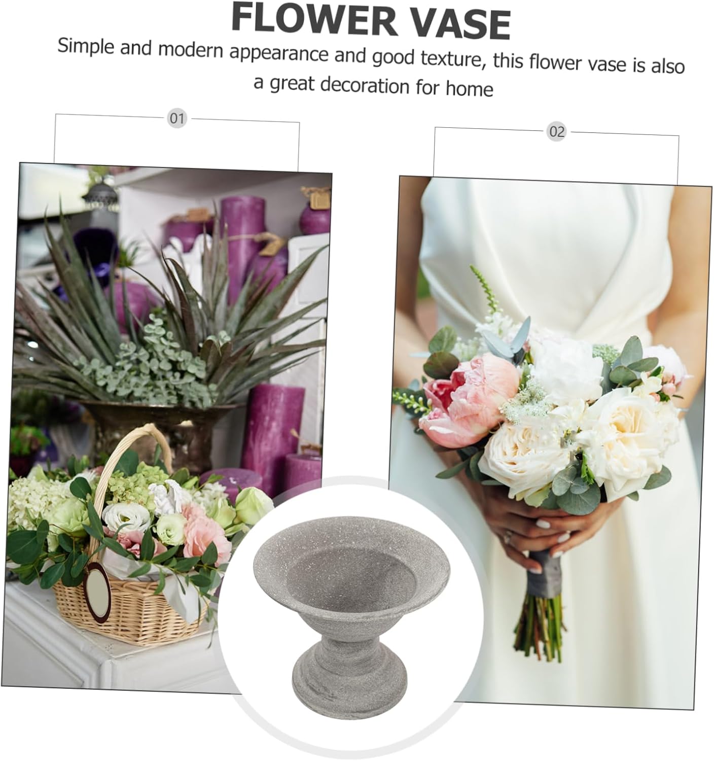 POPETPOP Vintage Metal Flower Vase for Dried and Fresh Flowers