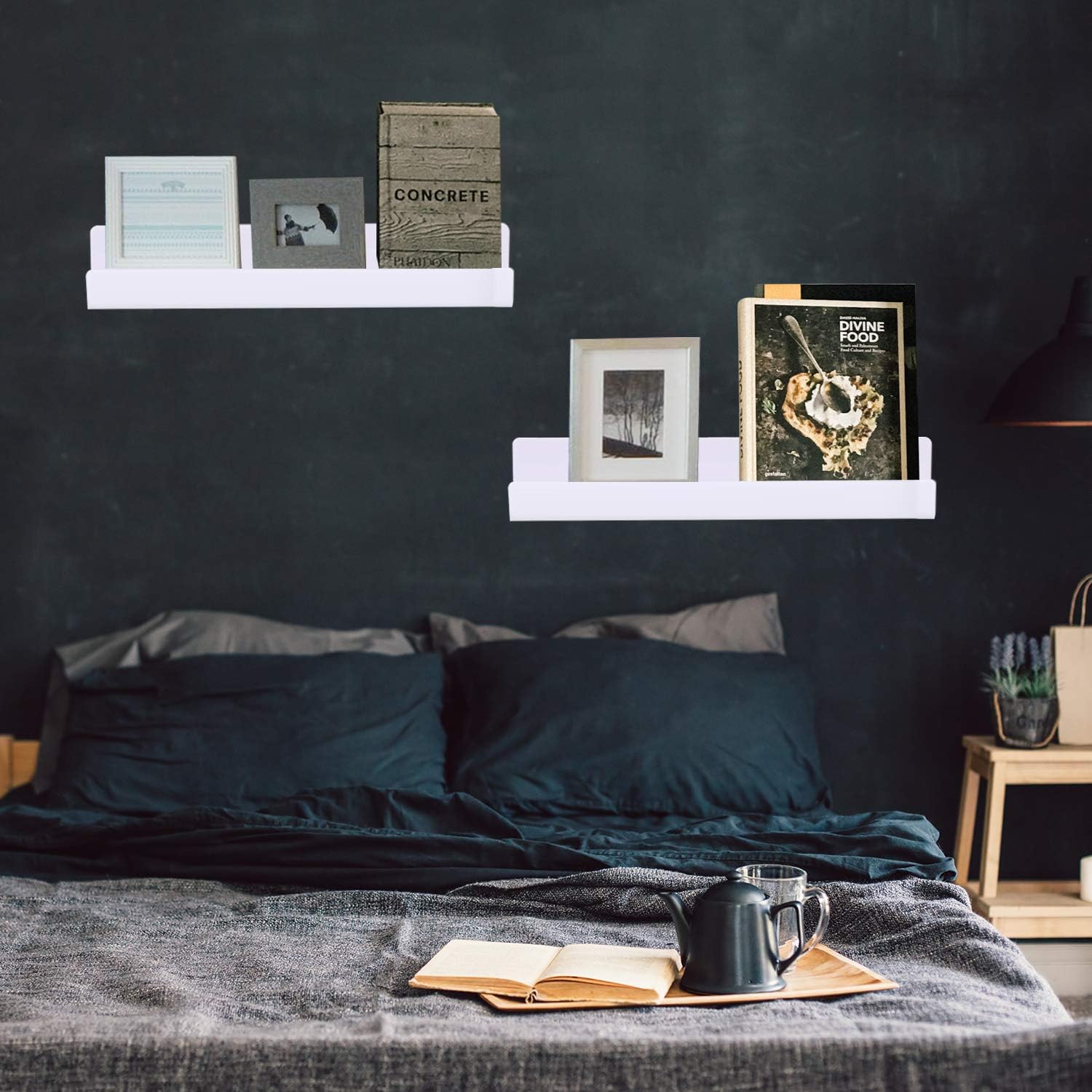 Blulu 8-Pack 14 Inch Acrylic Floating Shelf for Home Decor