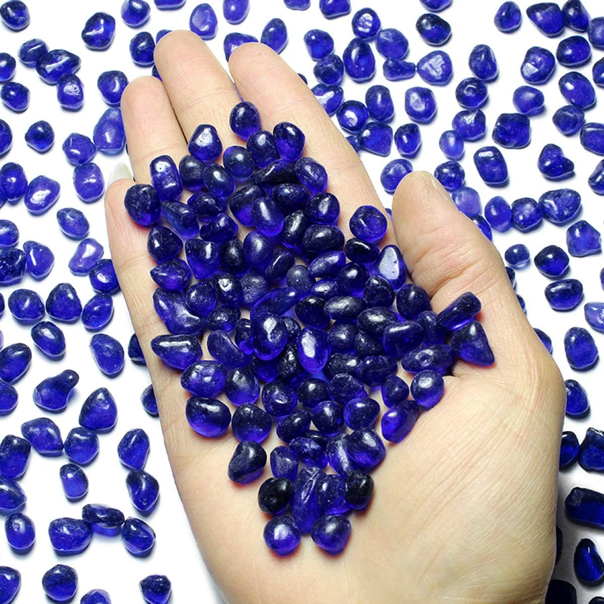 WAYBER Deep Blue Sea Glass Pebbles 1Lb Vase Filler