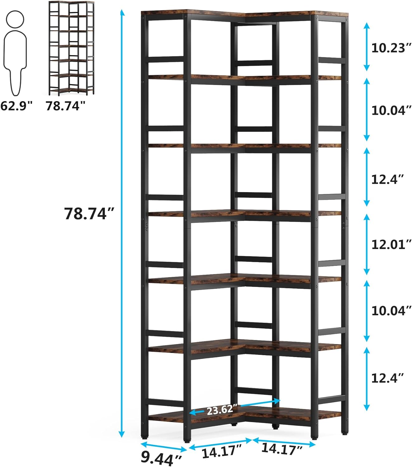 Tribesigns 7874 Inch Tall Corner Shelf 7 Tier