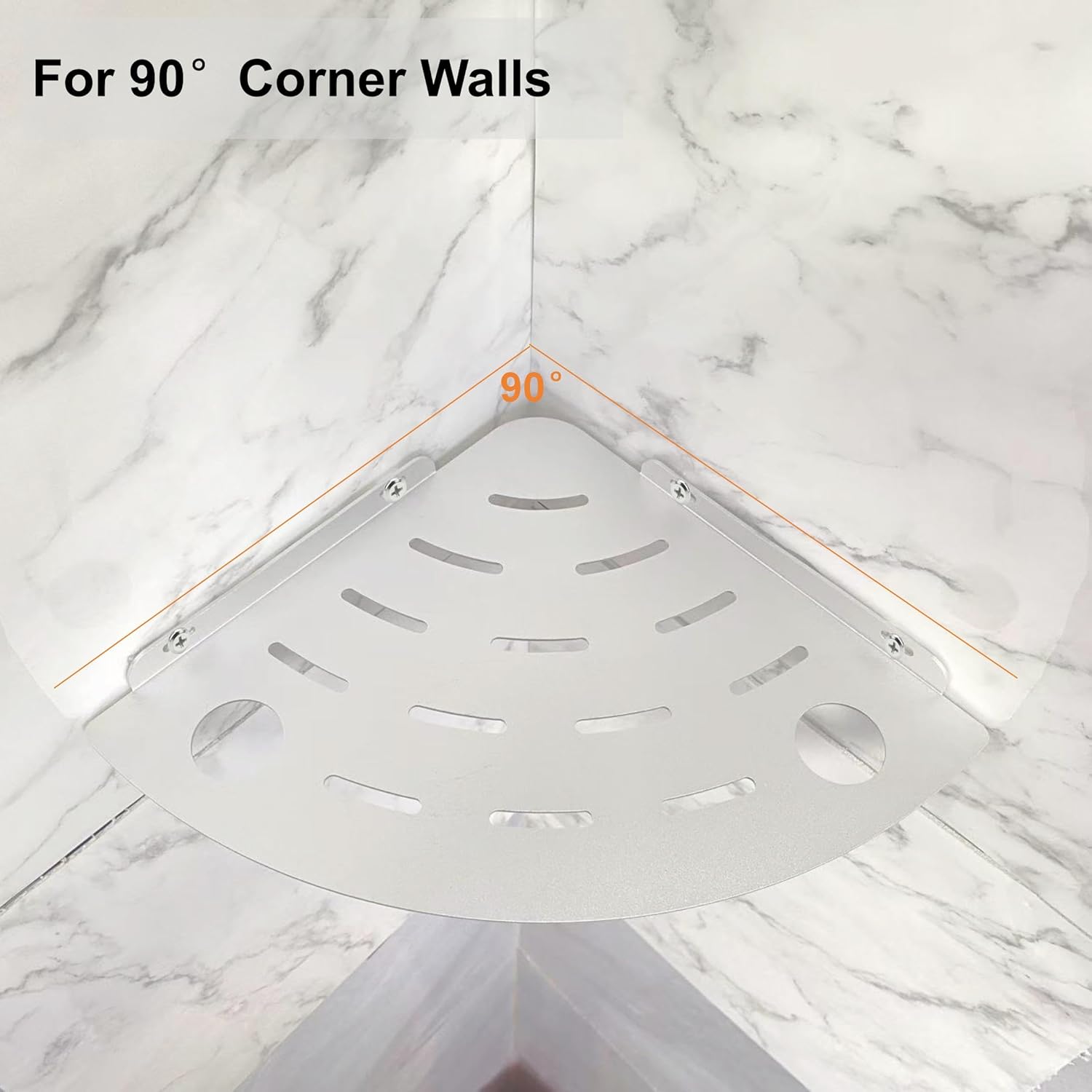 NUTNAPH Corner Shower Shelf Wall Mount Metal Floating Shelf Silver 1 Pcs