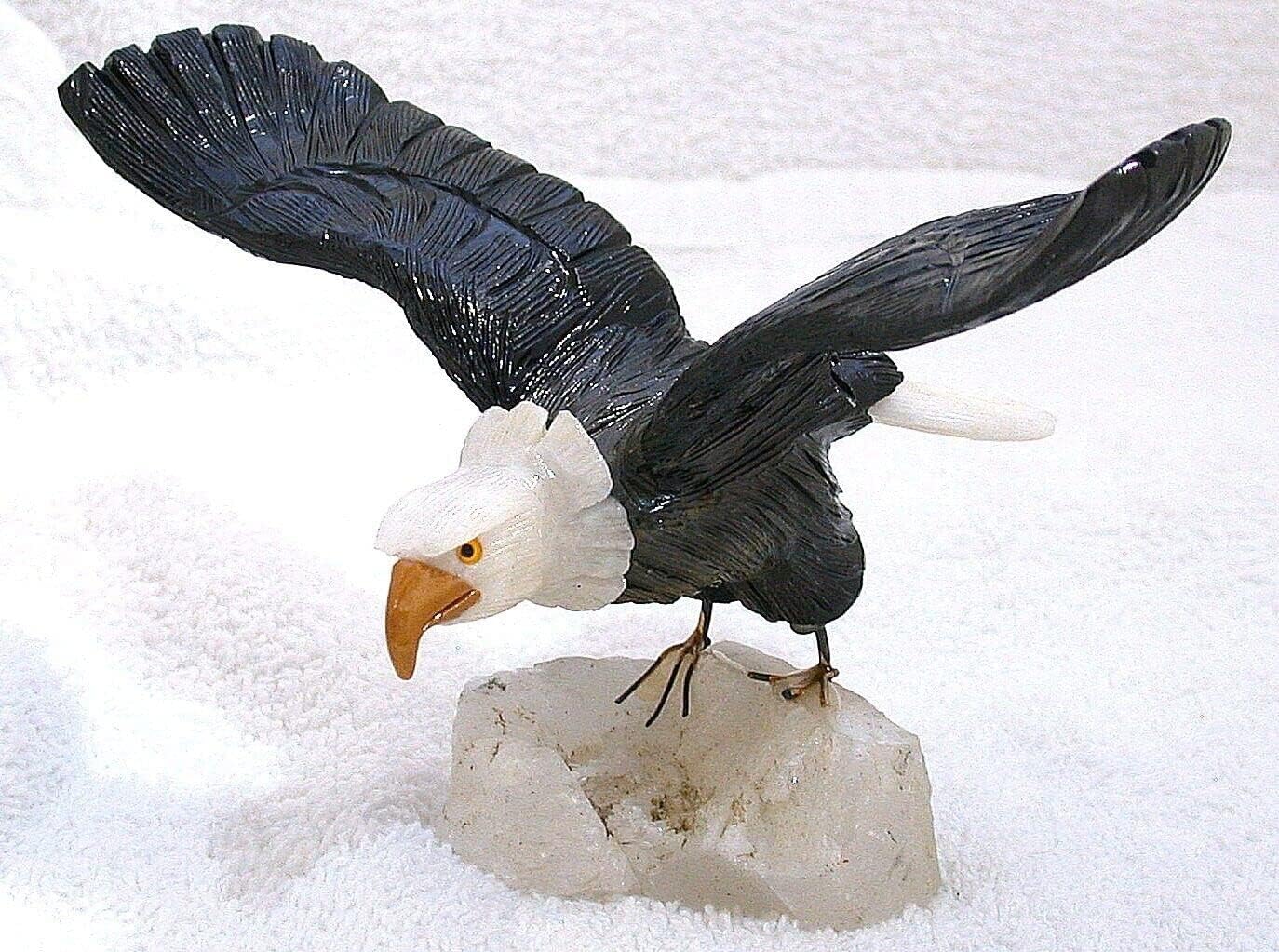 Peruvian Carved Black Onyx Snow Quartz Fountain Stone
