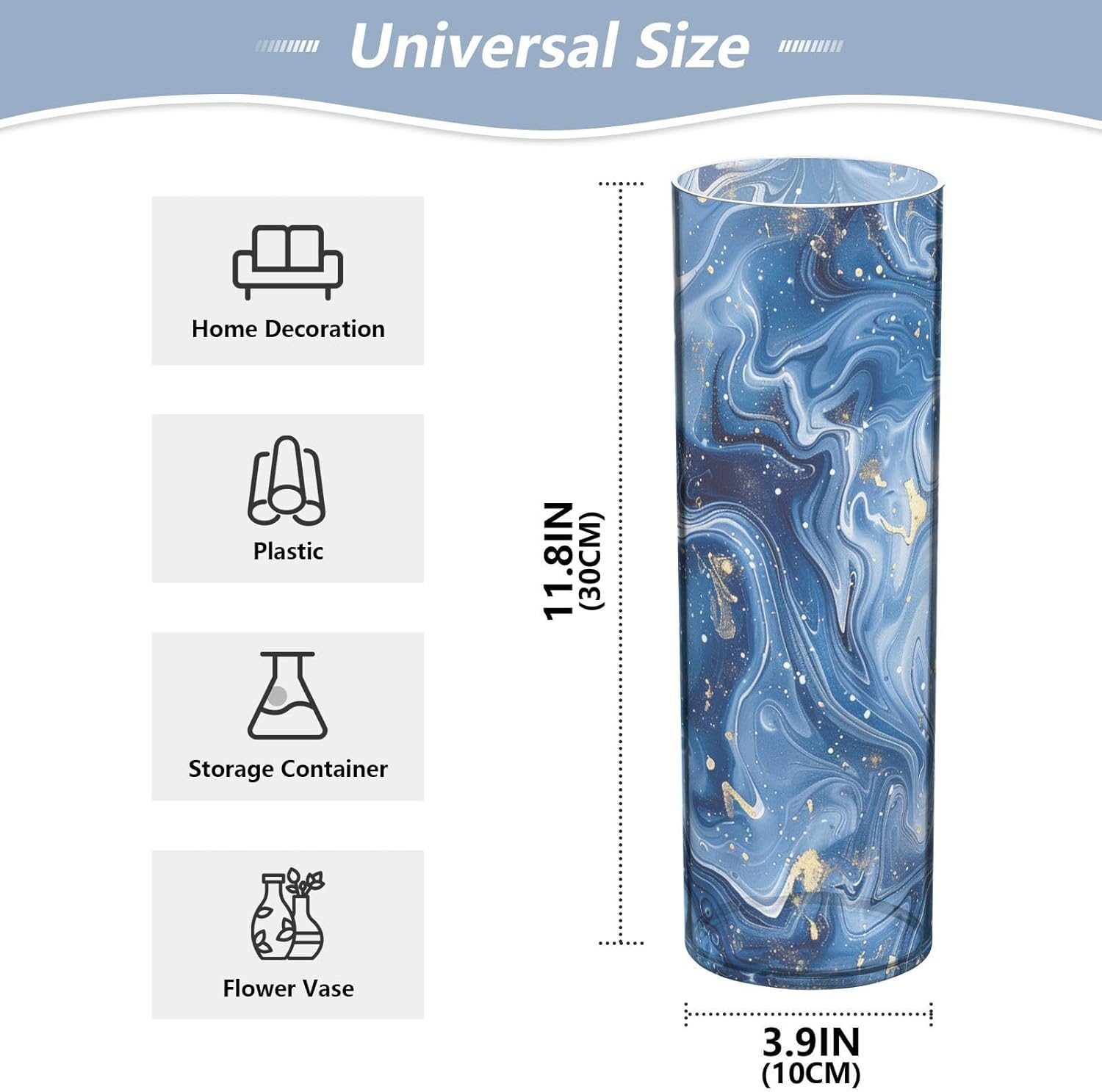 Blue and White Marble Plastic Candle Holder 118 x 39 Inch