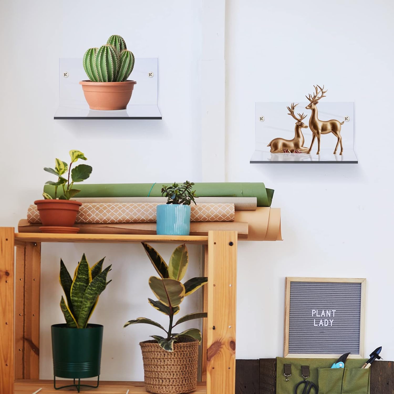 Yalikop 10 Piece Acrylic Floating Wall Shelf Set