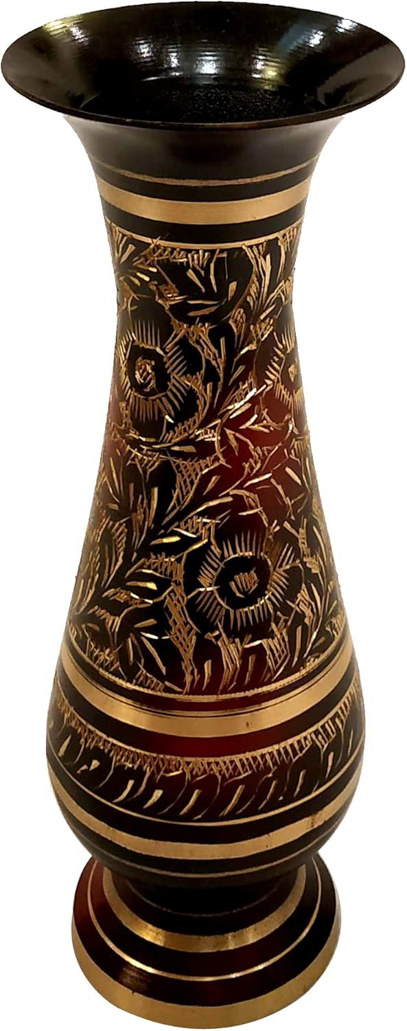 AKANKSHA ARTS 8 Inch Brass Vase Decor