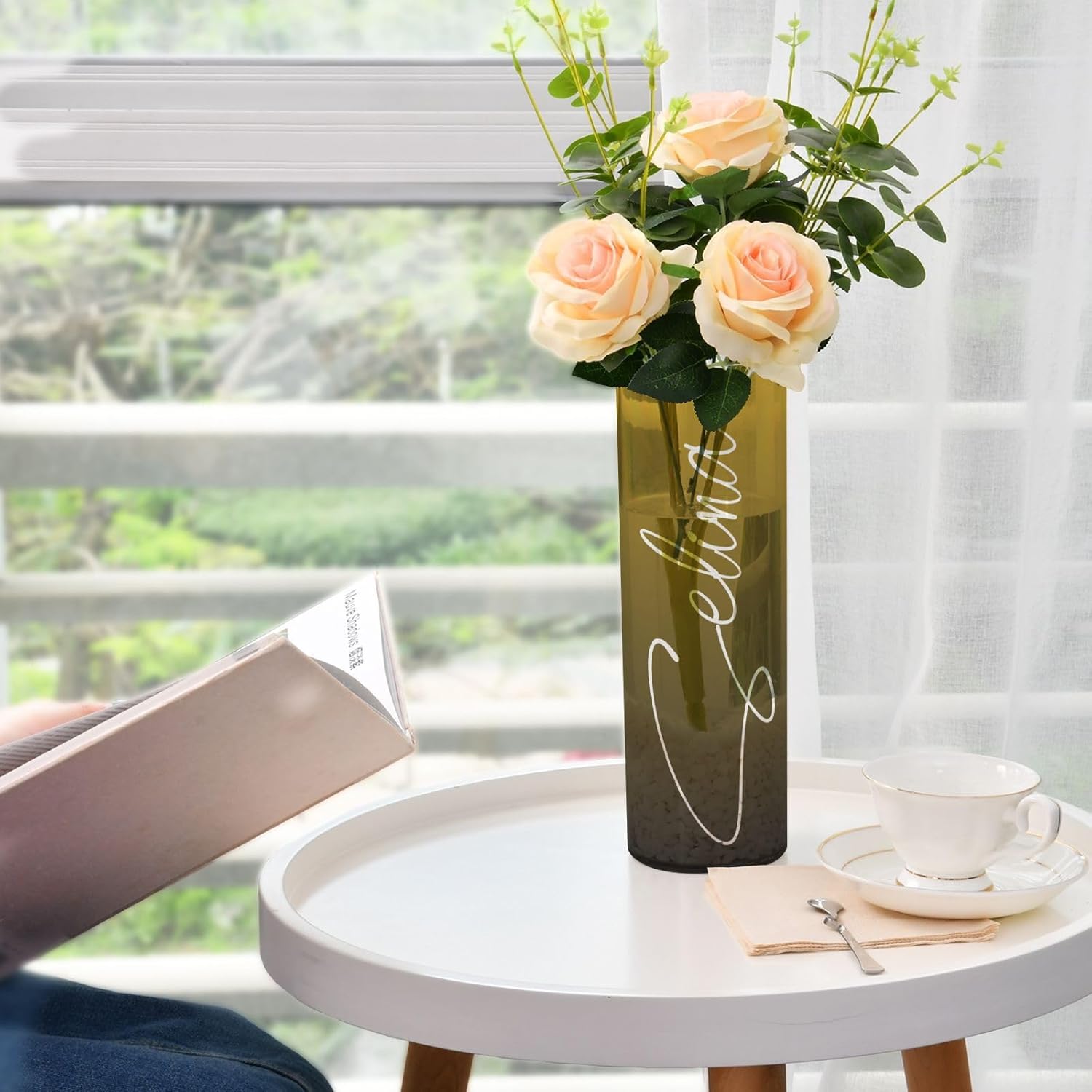 Custom Black Yellow Gradient Plastic Vase for Centerpieces