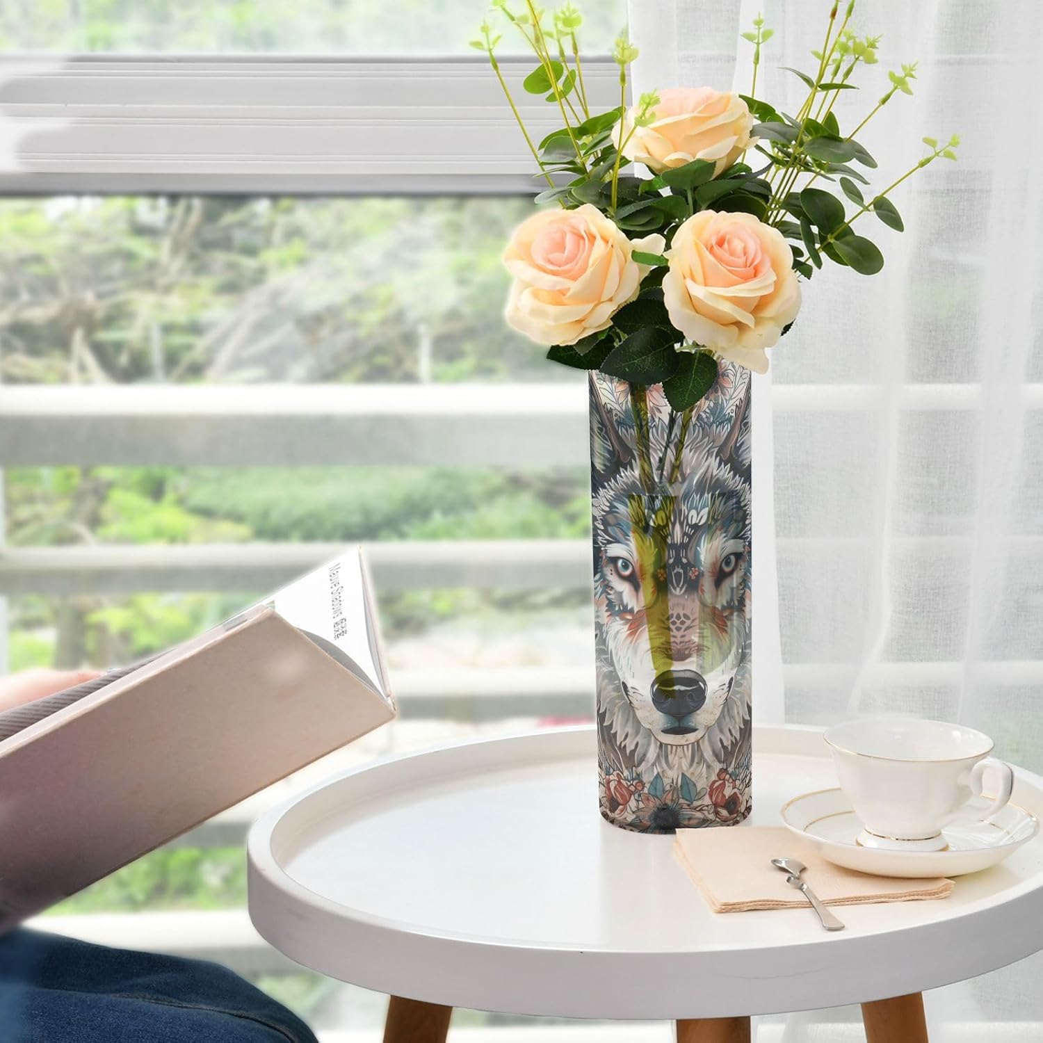 Bohemian Grey Wolf Flower Vase 118 x 39 Inch Decorative