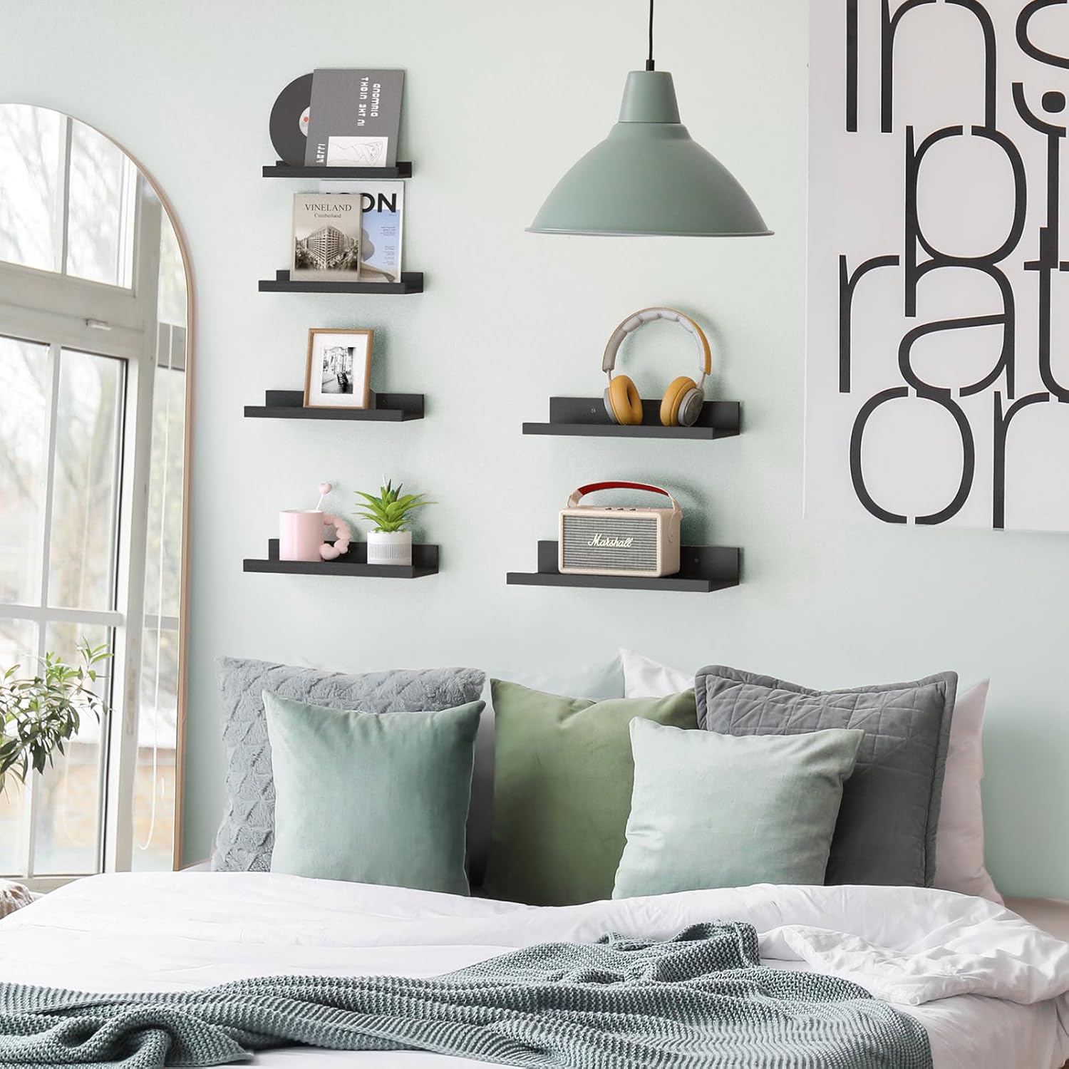 Fixwal Floating Shelves 6-Piece Set Black