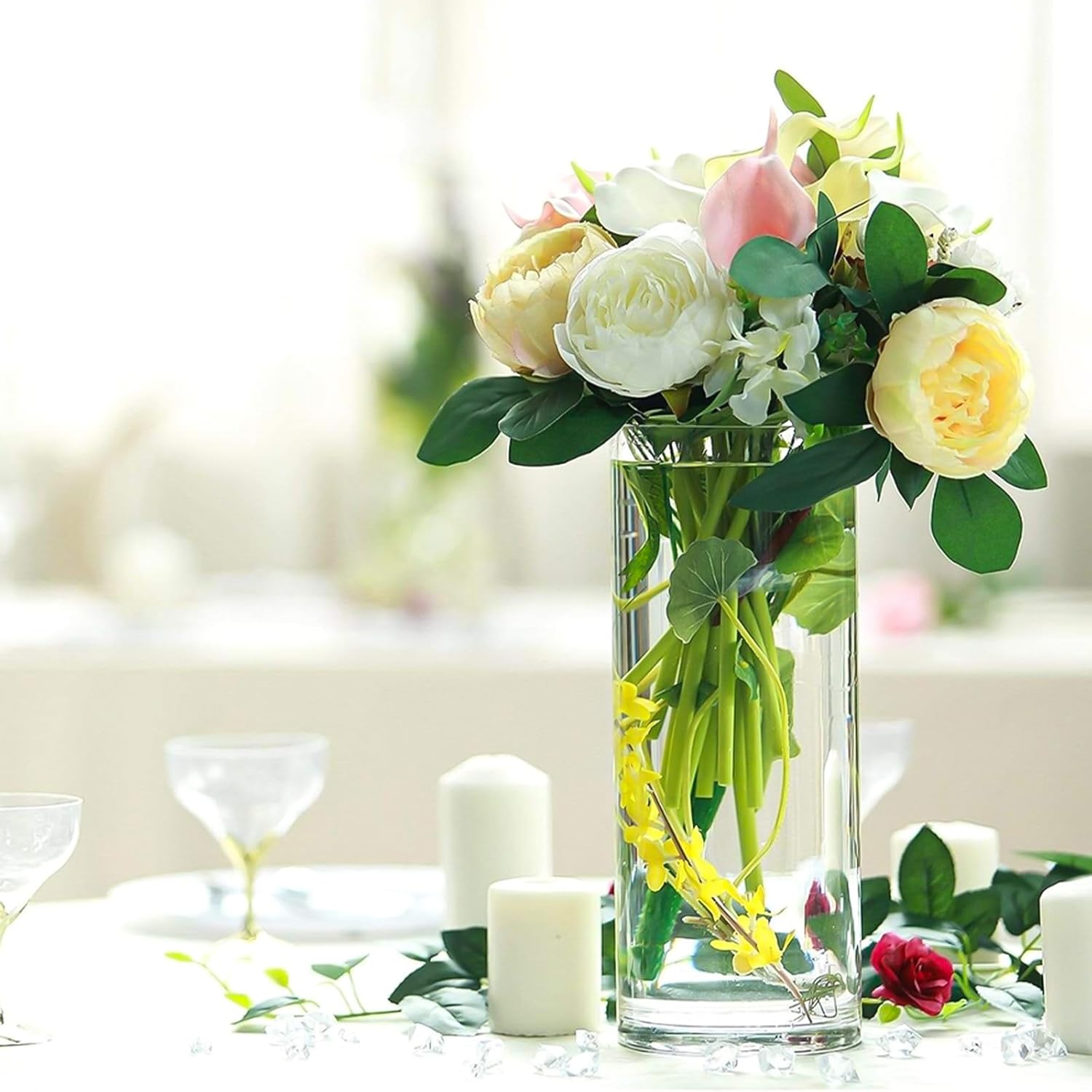 15 Pack Clear Glass Cylinder Vases 8 Inch Tall