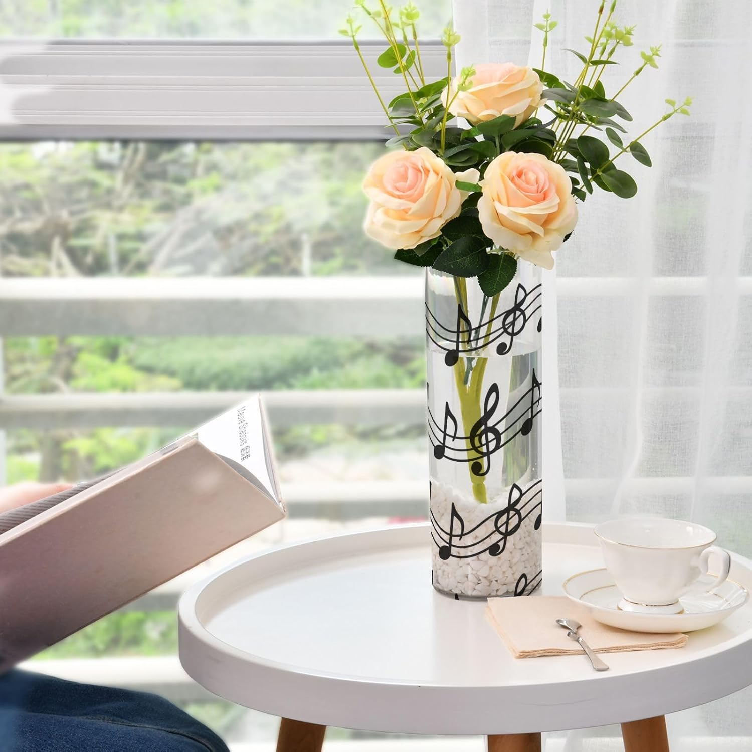 White and Black Musical Note Plastic Vase 118x39 Inch