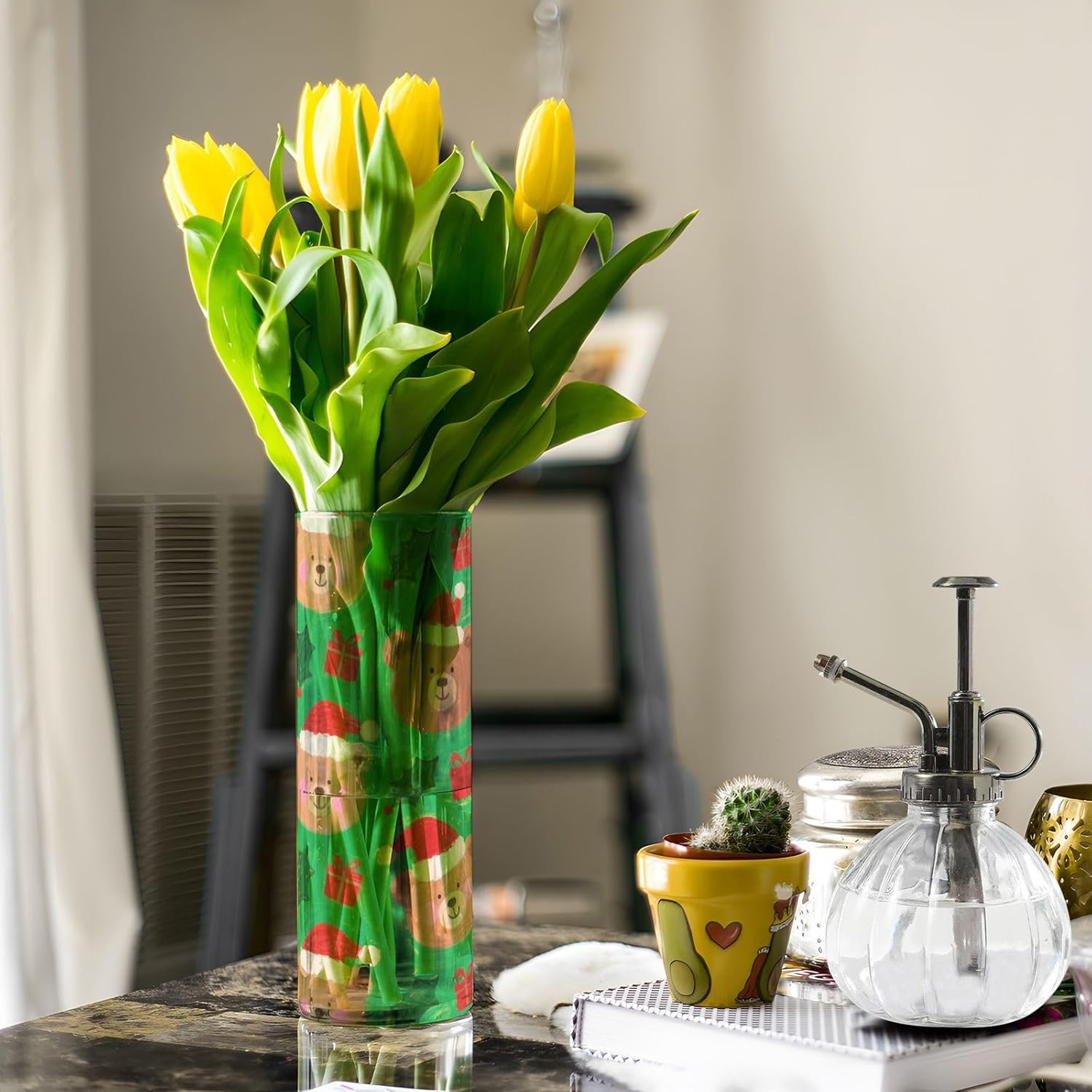 Merry Christmas Brown Bear Plastic Candle Holder 118 x 39 Inch Decorative Vase