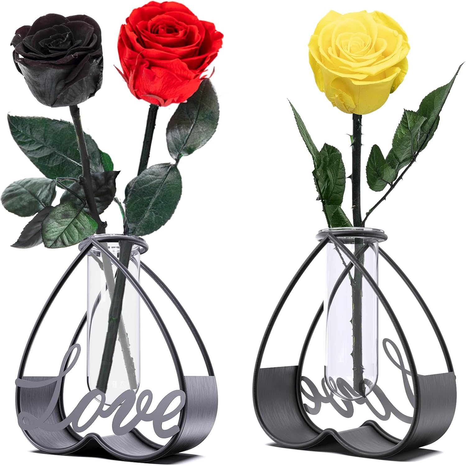 SofLiv Heart Shaped Metal Flower Vase with Frame