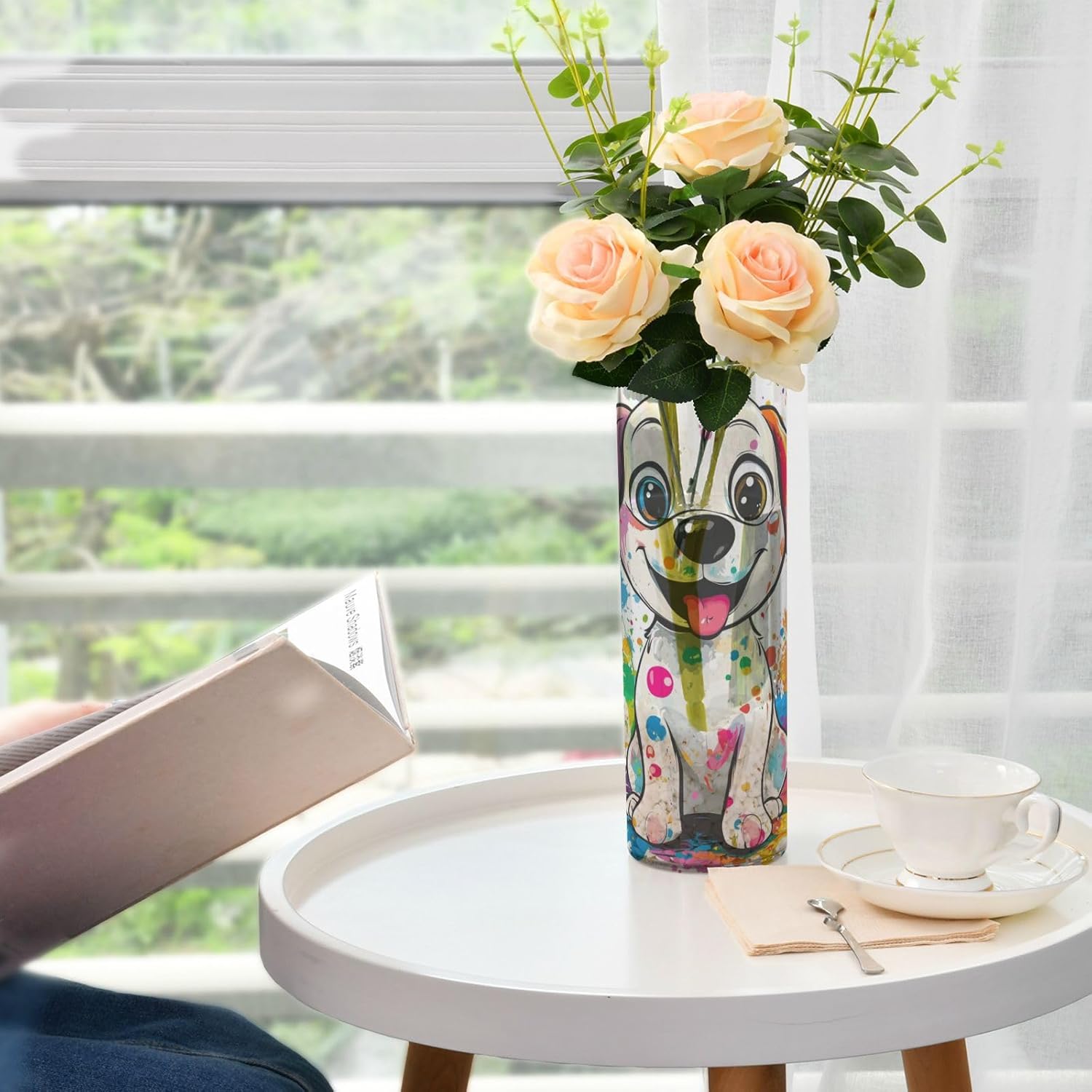 Sweet White Labrador Retriever Cylinder Vase 118x39 Inch Decor