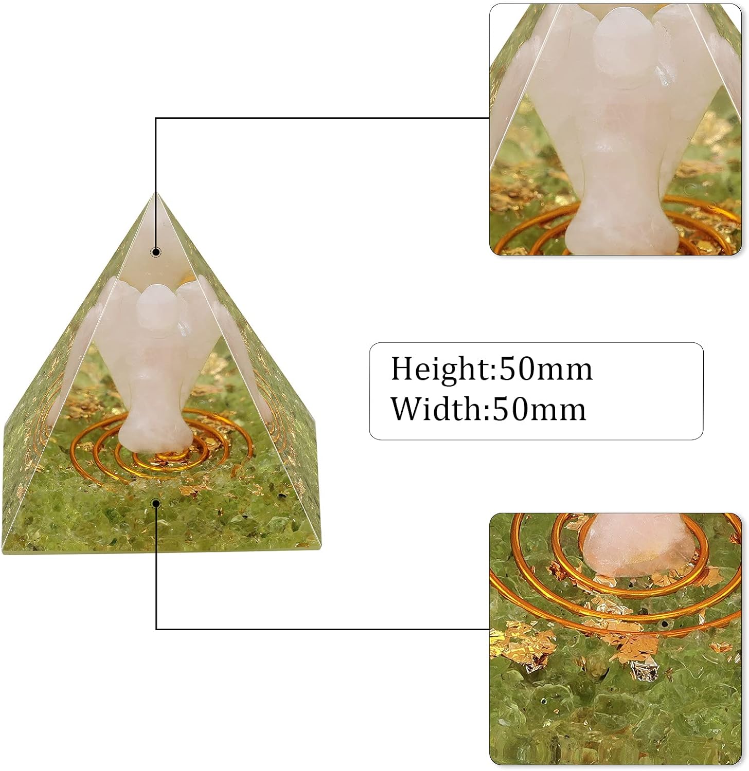 Rockcloud Guardian Angel Orgone Pyramid with Peridot Crystal