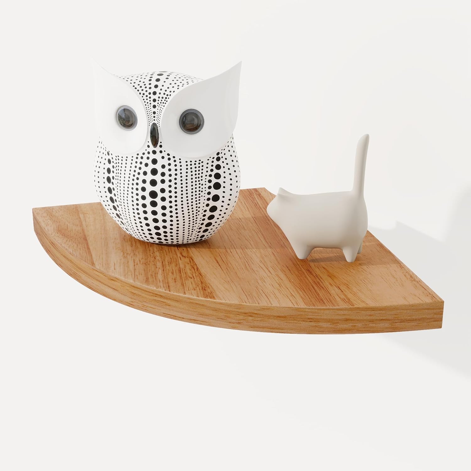 Fun Memories Corner Shelf Wall Mount Solid Oak Wood Floating Shelves with Cable Hole 7in Rustic Design for Home