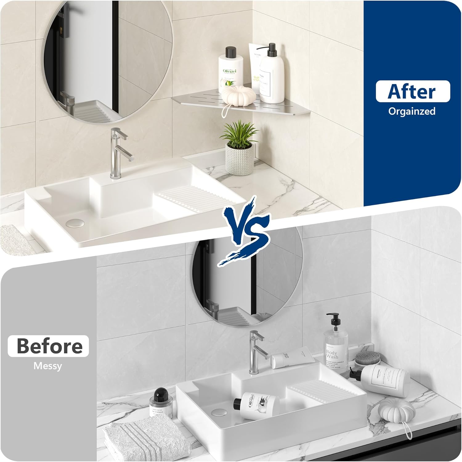 Brushed Corner Shelf for Tile Wall 10 Inch 1 Pack