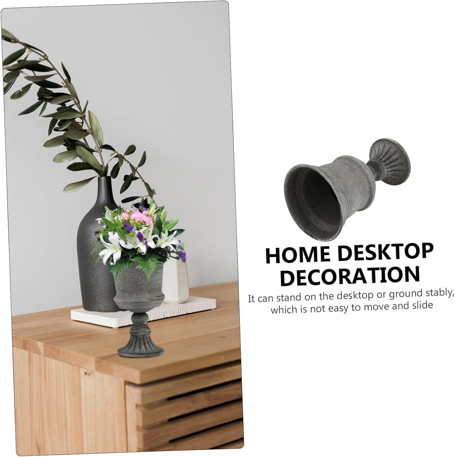 Wakauto Vintage Gray Metal Flower Vase for Wedding Home Decor