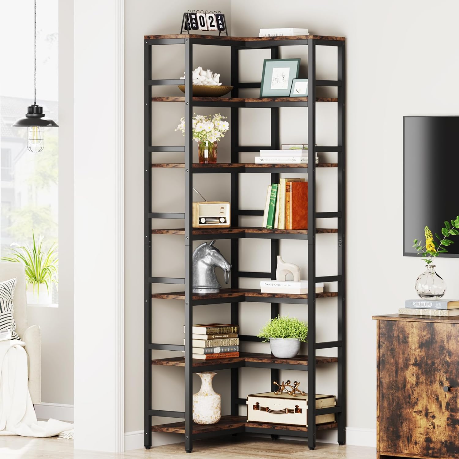 Tribesigns 7874 Inch Tall Corner Shelf 7 Tier