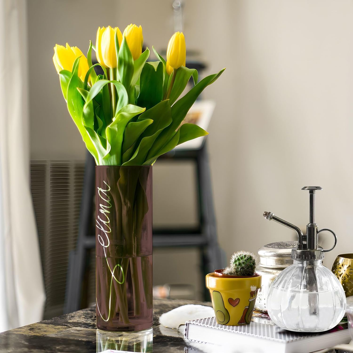 Custom Brown Red Vase for Centerpieces and Farmhouse Decor
