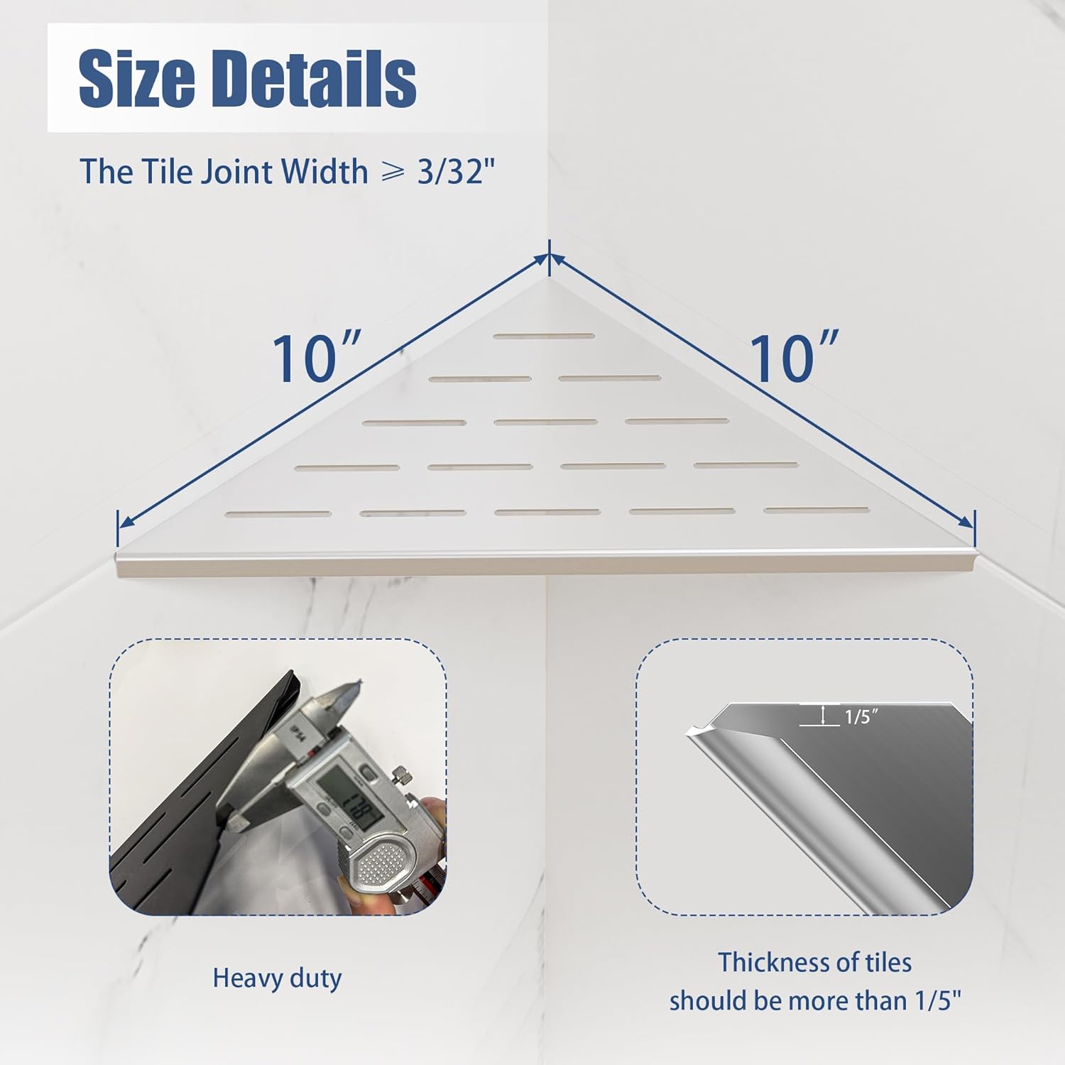 Neodrain 10 Inch Brushed Steel Corner Shelf Set of 2 No Drilling
