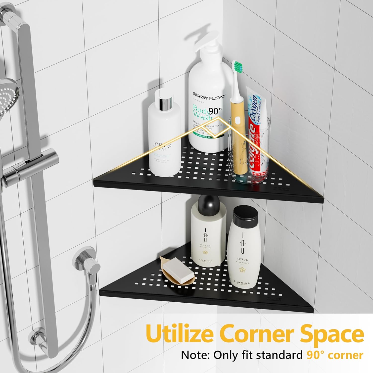 Neodrain 10 Inch Corner Wall Shelf Set of 2 No Drilling