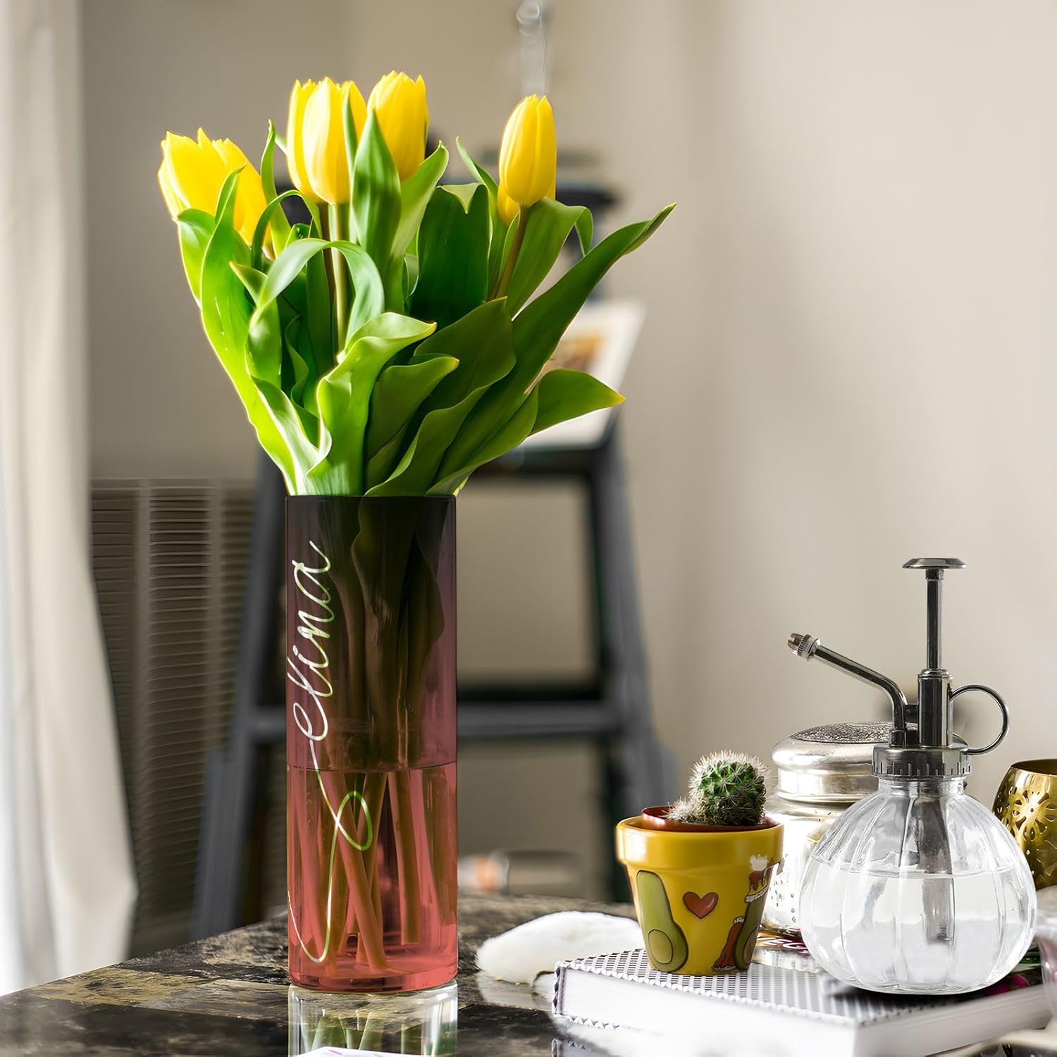 Custom Black Red Gradient Vase for Home Decor