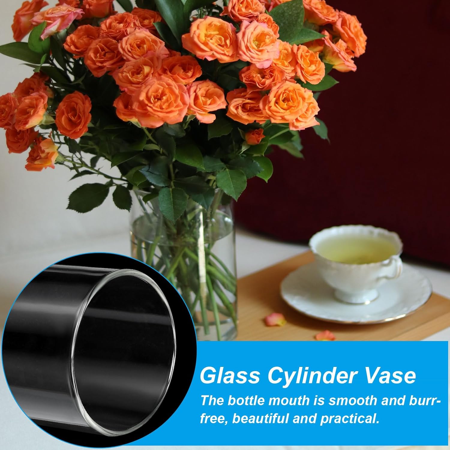 PATIKIL Clear Glass Cylinder Vase 79 Tall 26 Dia