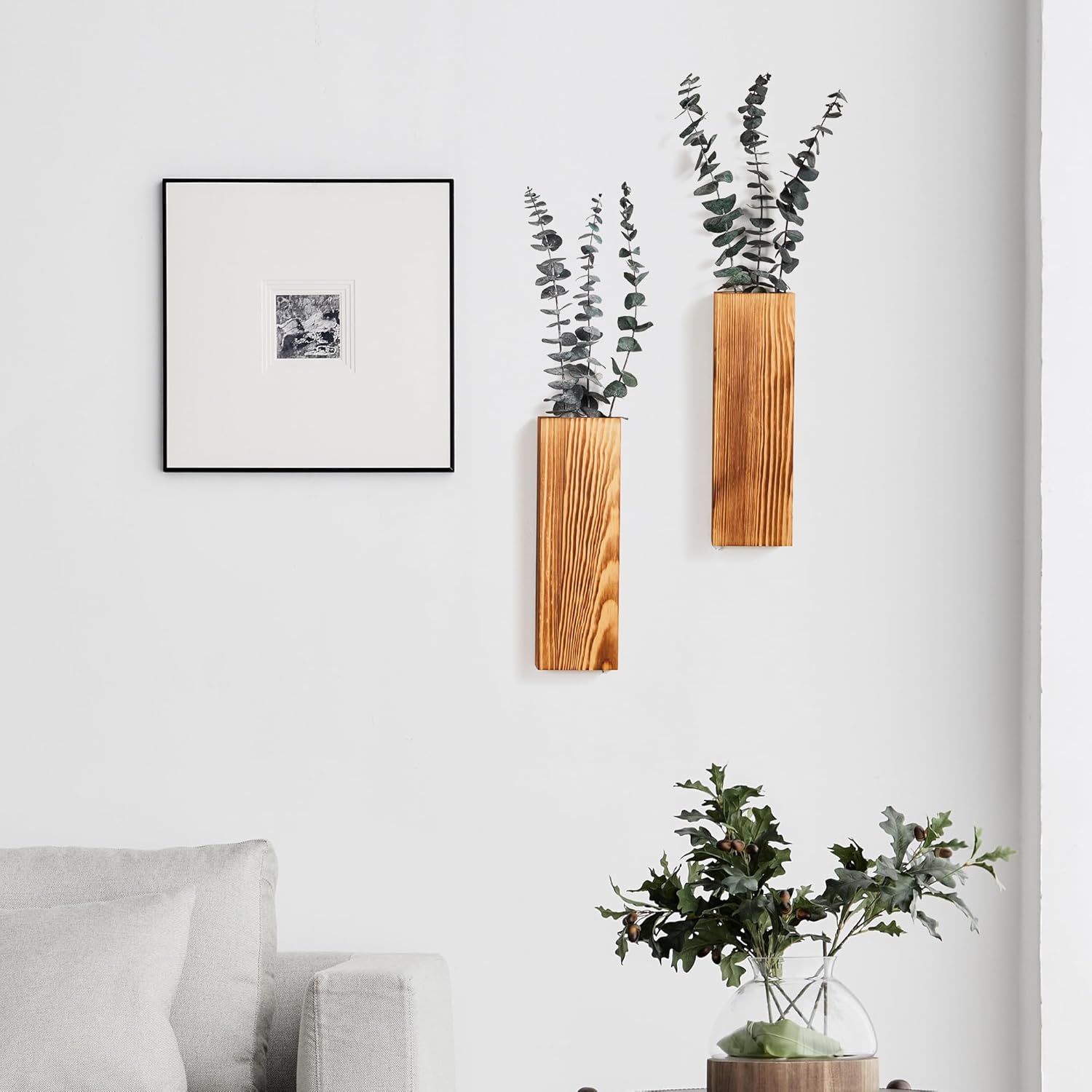 2 Pack Wood Wall Planters - Modern Farmhouse Decor for Home Office and Living Room