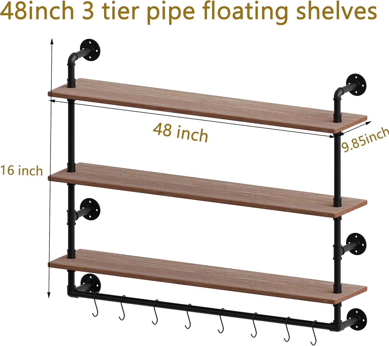 ROGMARS 3 Tier Floating Shelves with Wood