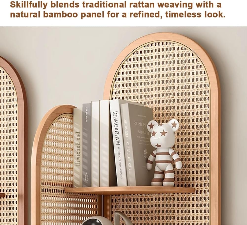 Miusocal Rattan Corner Bookshelf with 5 Tier Storage