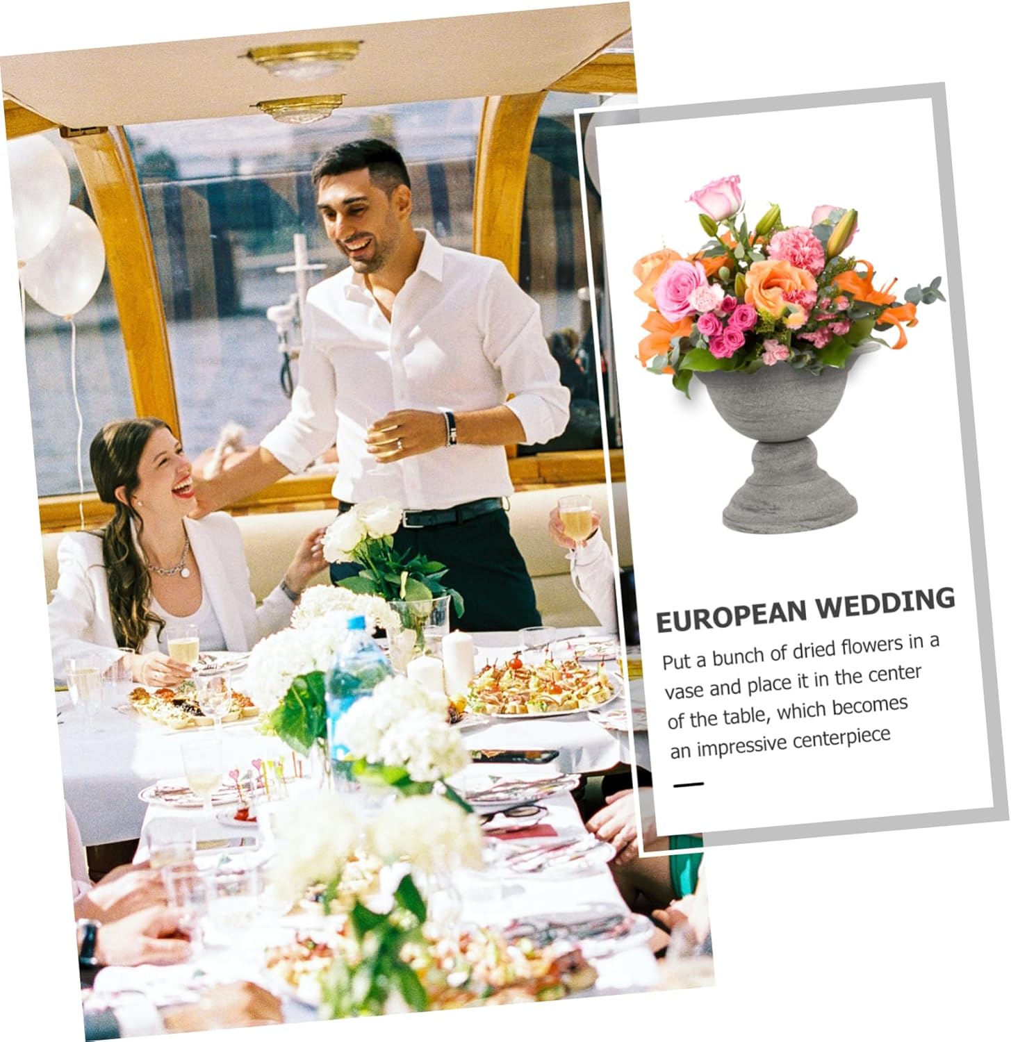 Vintage Style Metal Flowerpot for Dried Flowers and Home Decor