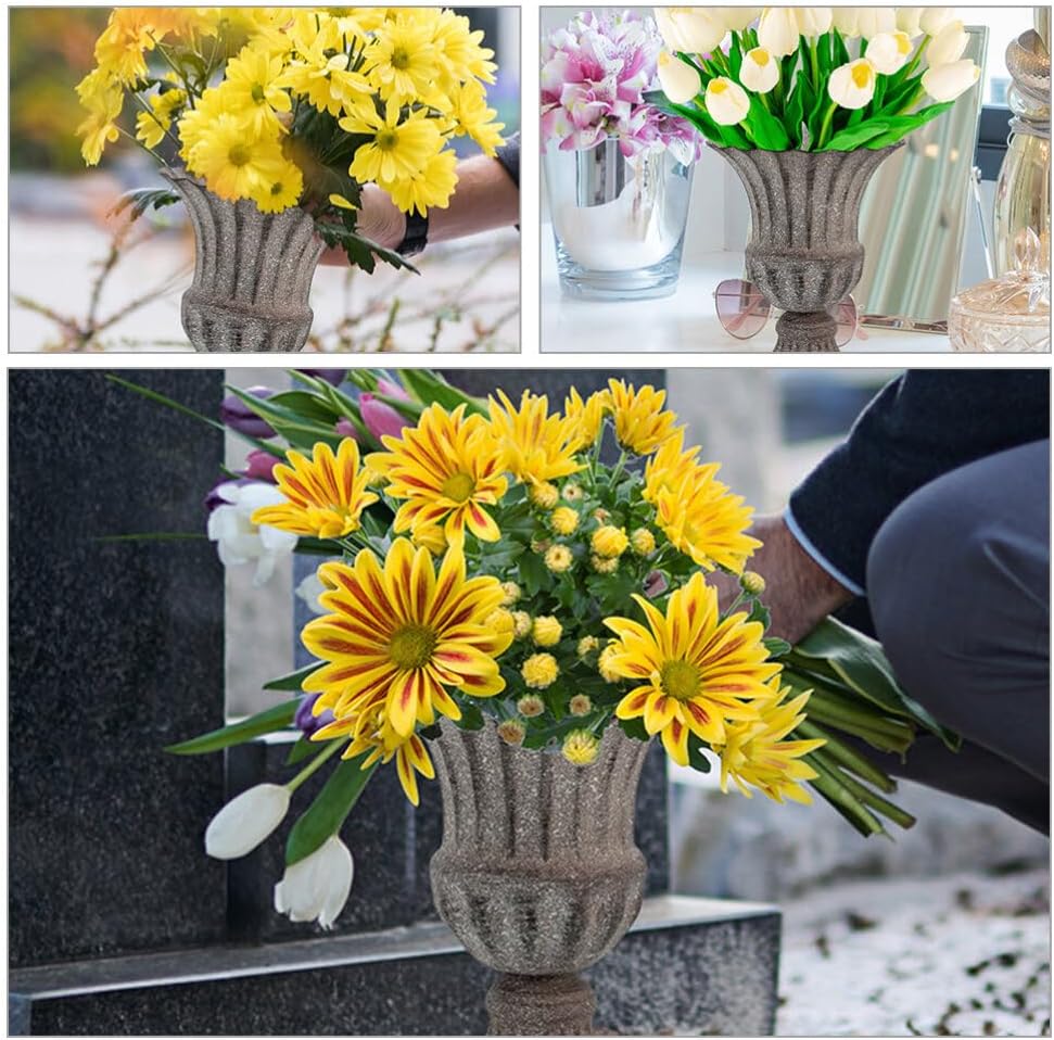 Luxshiny Cemetery Vase Iron Flower Holder for Graves