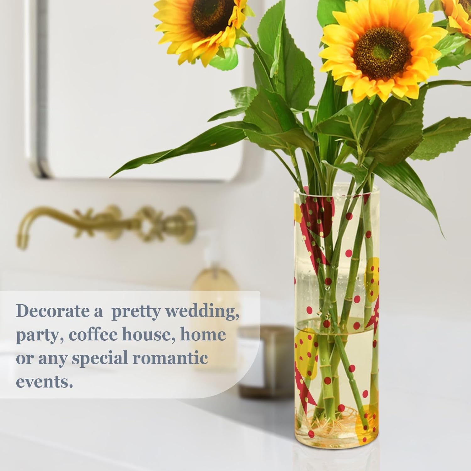 Polka Dot Bow Plastic Hurricane Candle Holder Decorative Vase