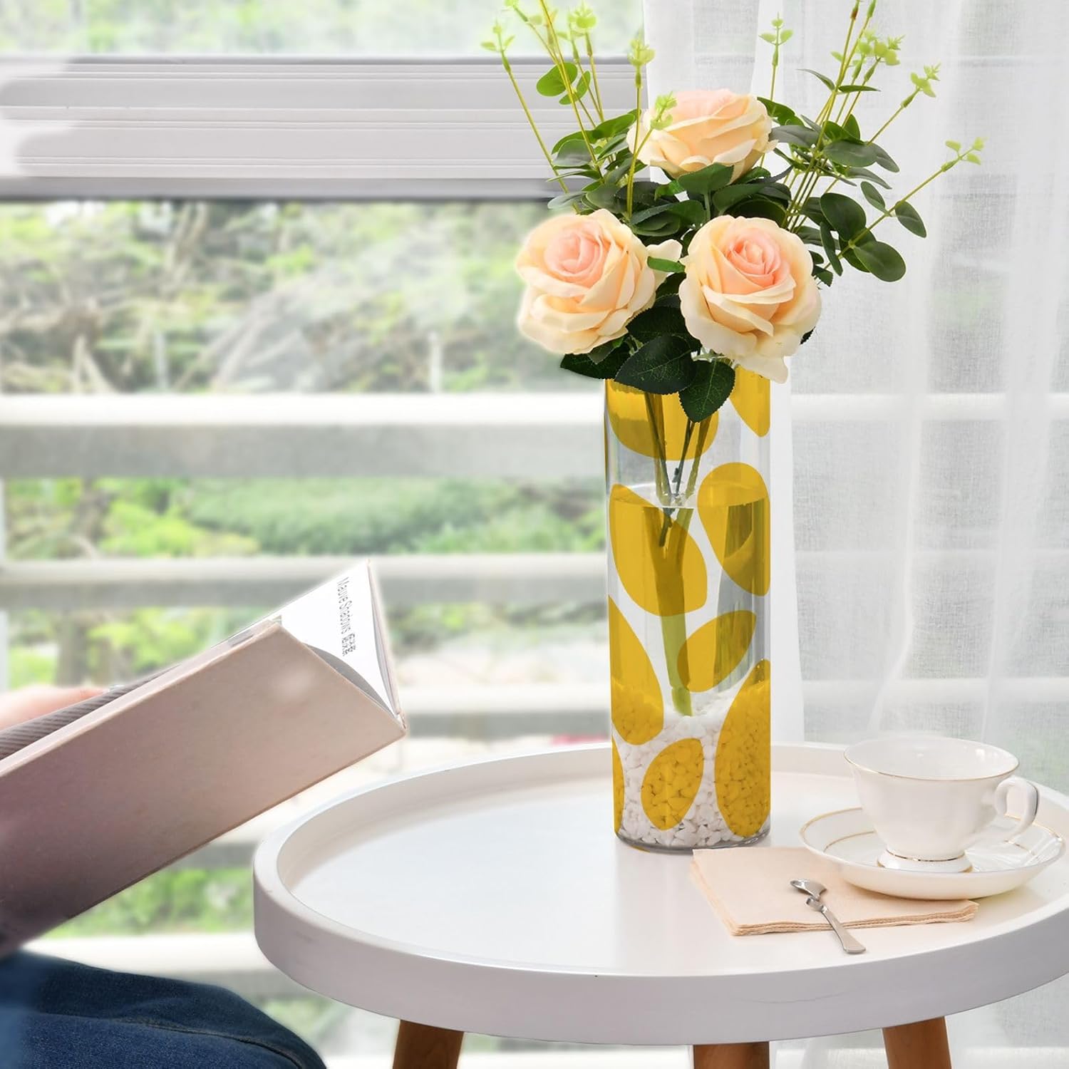 Yellow Spots Plastic Hurricane Flower Vase 118 x 39 Inch