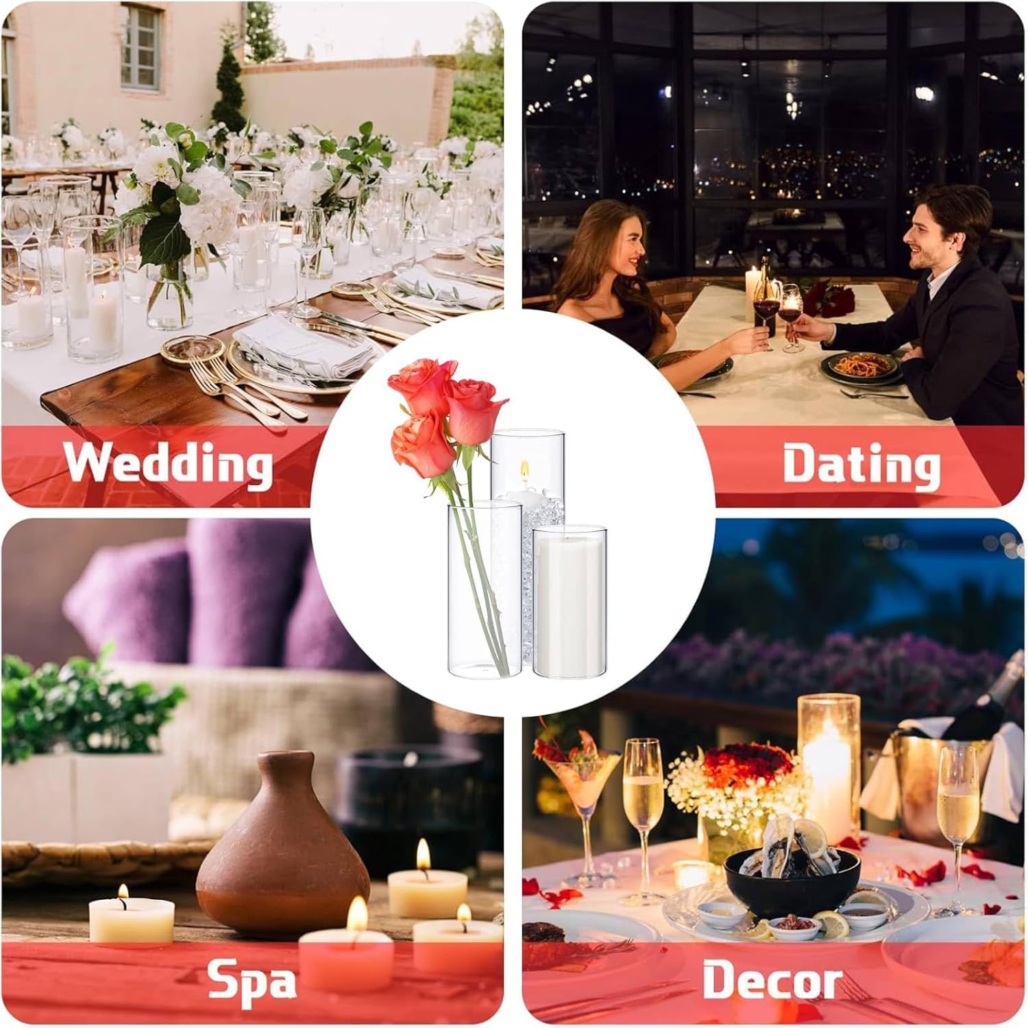 Sawysine 18 Pcs Clear Floating Candle Vases Set