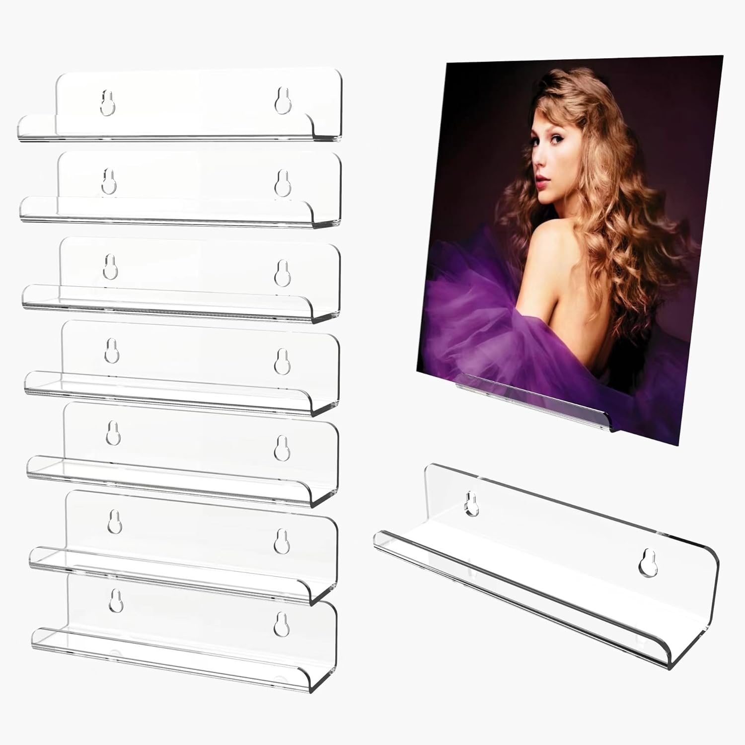 Clear Vinyl Record Wall Shelf 8 Pack 7 Inch