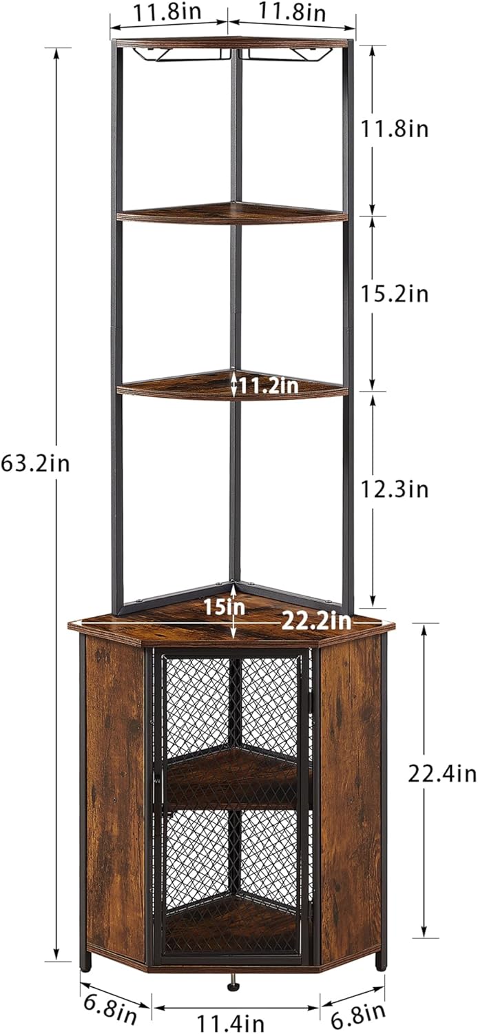 VECELO Corner Cabinet Tall Storage Shelf Bookshelf Display Rack 1